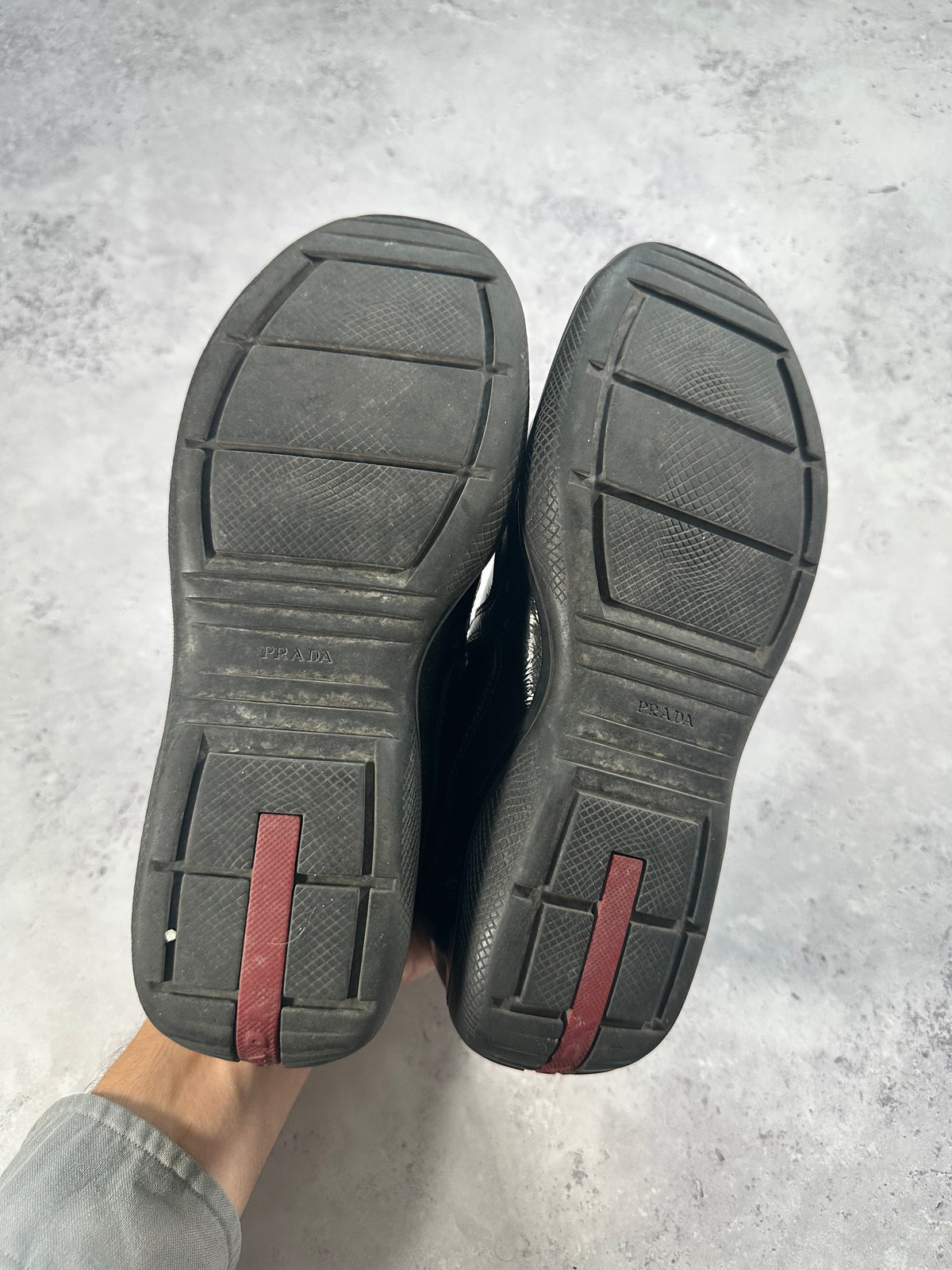 Prada Linea Rossa America’s Cup Full Leather Sneakers in Patent Black (UK5-5.5/EU38-38.5/ US6-6.5)