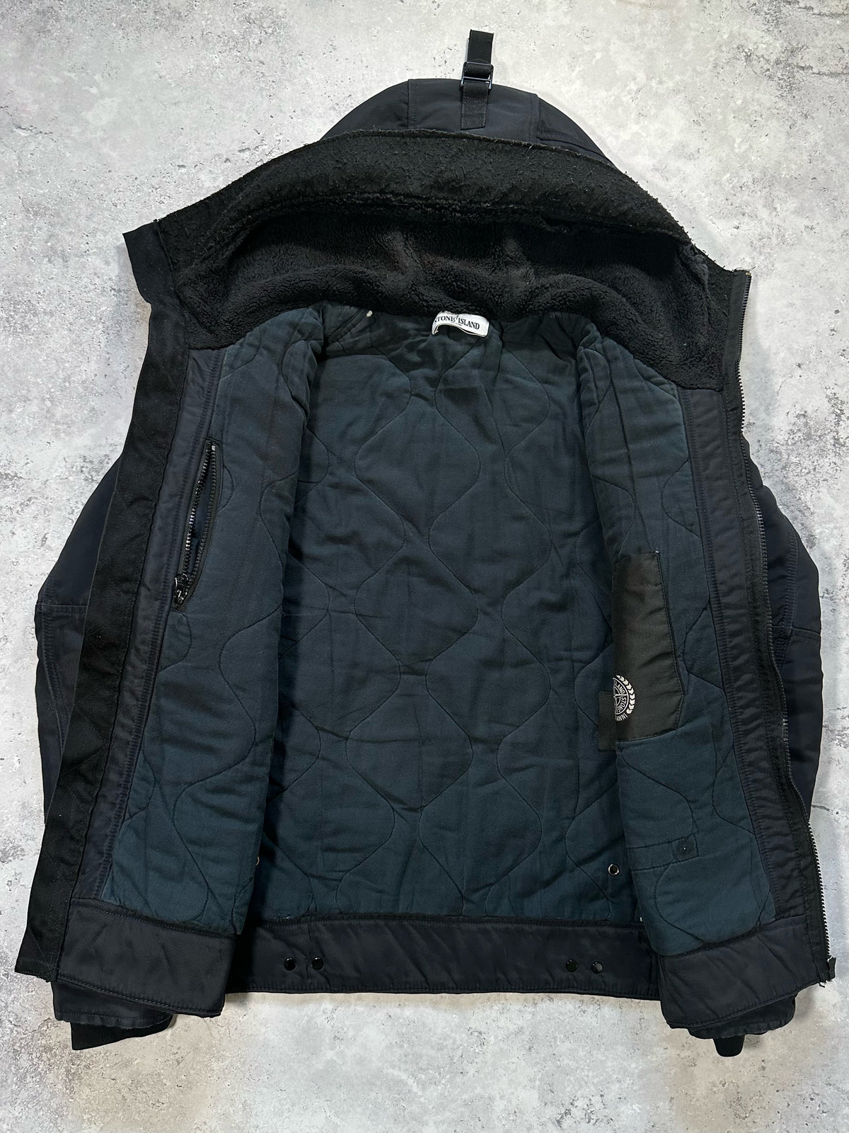 Stone Island AW2012 Heavy Nylon Quilted MA-1 Hooded Jacket (L-M)