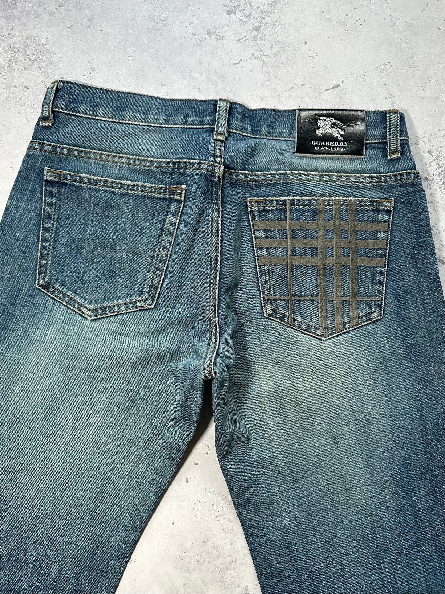Burberry Black Label 2008 Embroidered Pocket Check Jeans (W29”/73cm)