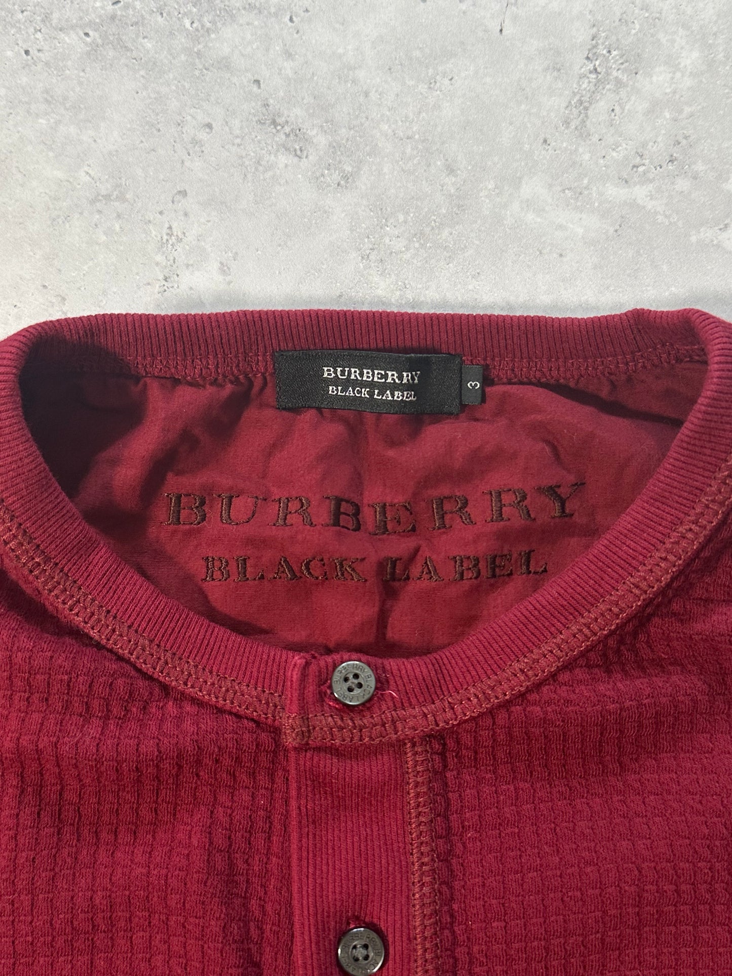 Burberry Black Label Waffle Knit Longsleeve Henley Tshirt