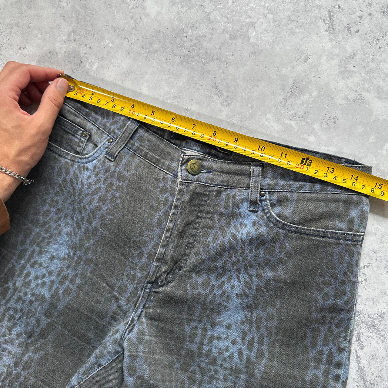Roberto Cavalli 2003 Animal Print Straight Leg Jeans
