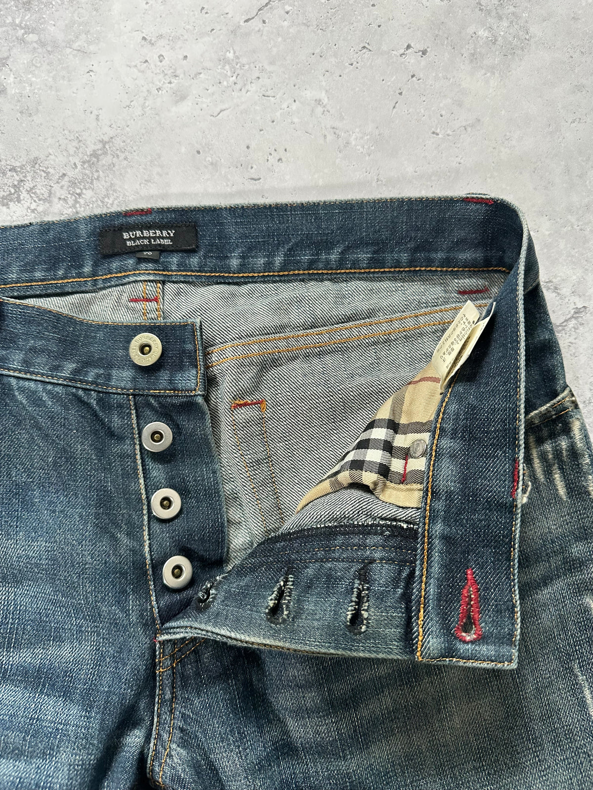 Burberry Black Label 2007 Pocket Check Clawmark Denim Jeans (Waist 70cm / 28-29”)