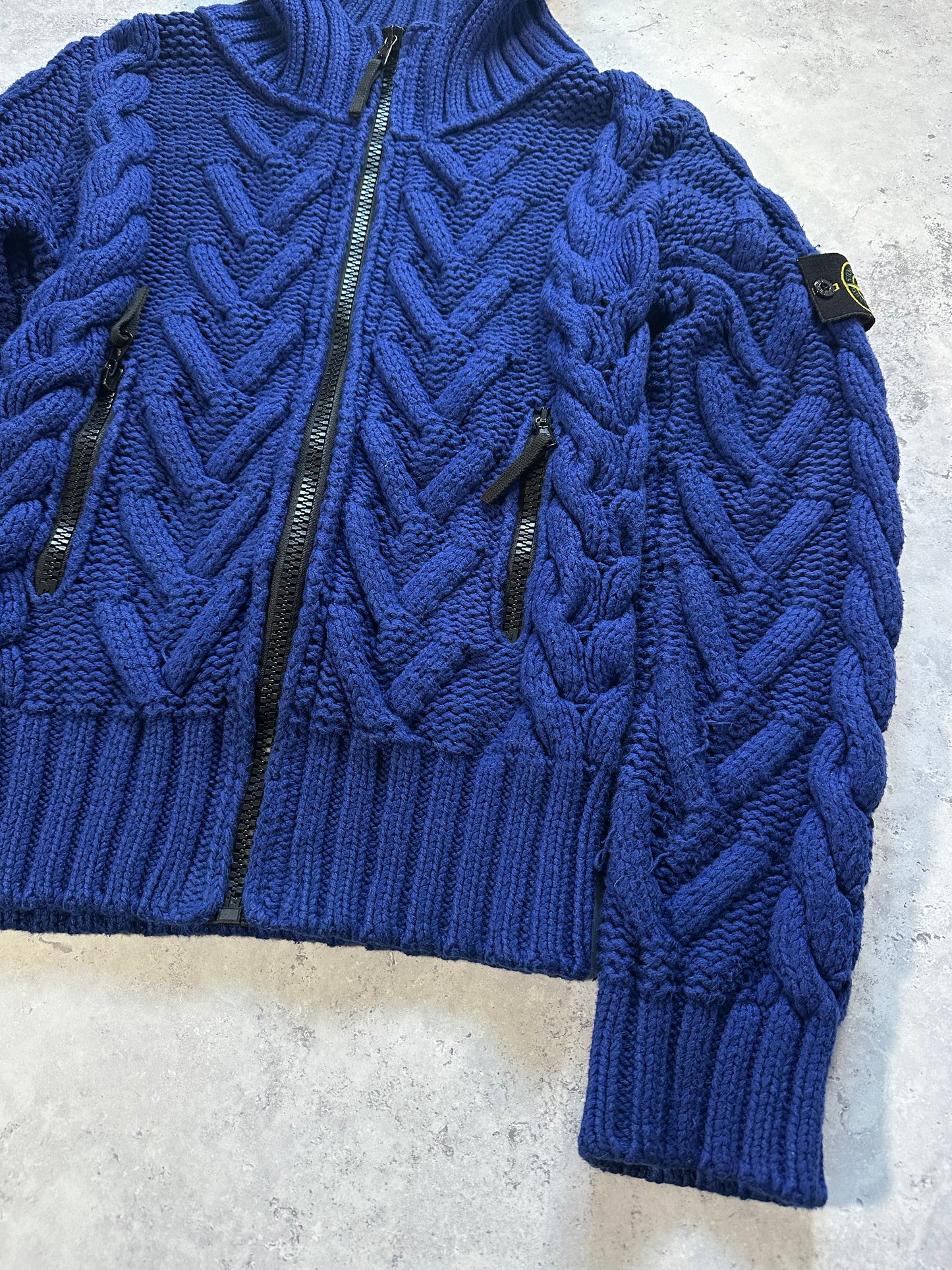 Stone Island 2008 President Cable Knit Zip Jacket (L fits M)
