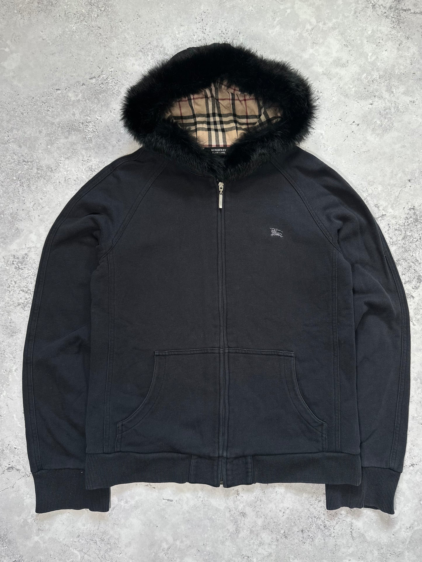 Burberry Black Label Fur Hood Zip Hoodie (S)
