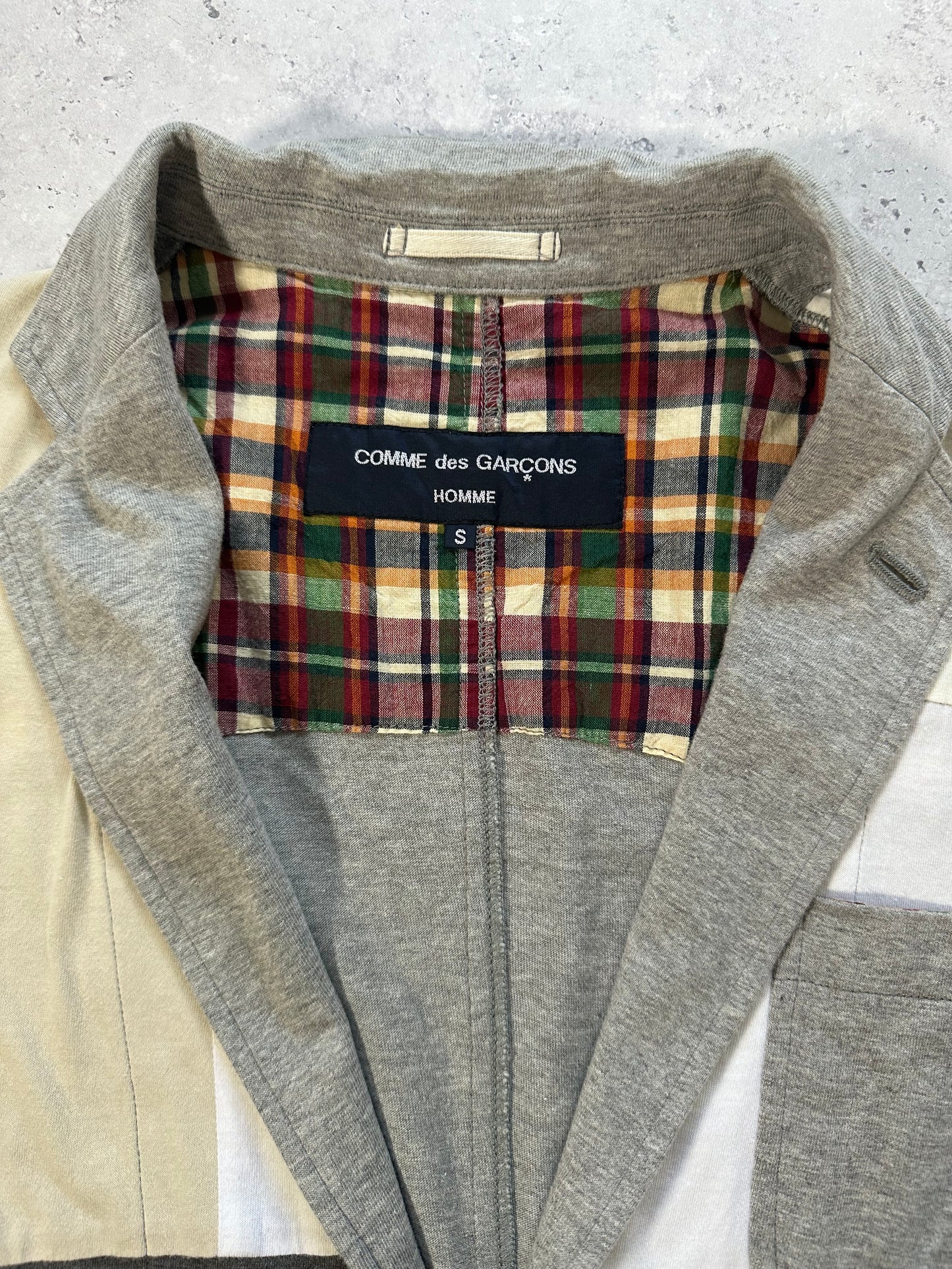 Comme des Garçons Homme SS2008 Patchwork Jersey Blazer (S)