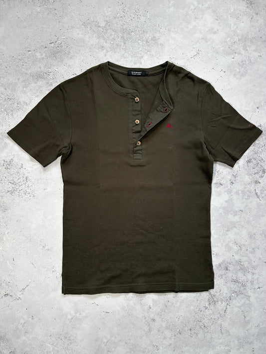 Burberry Black Label Ribbed Cotton Henley T-Shirt (S)