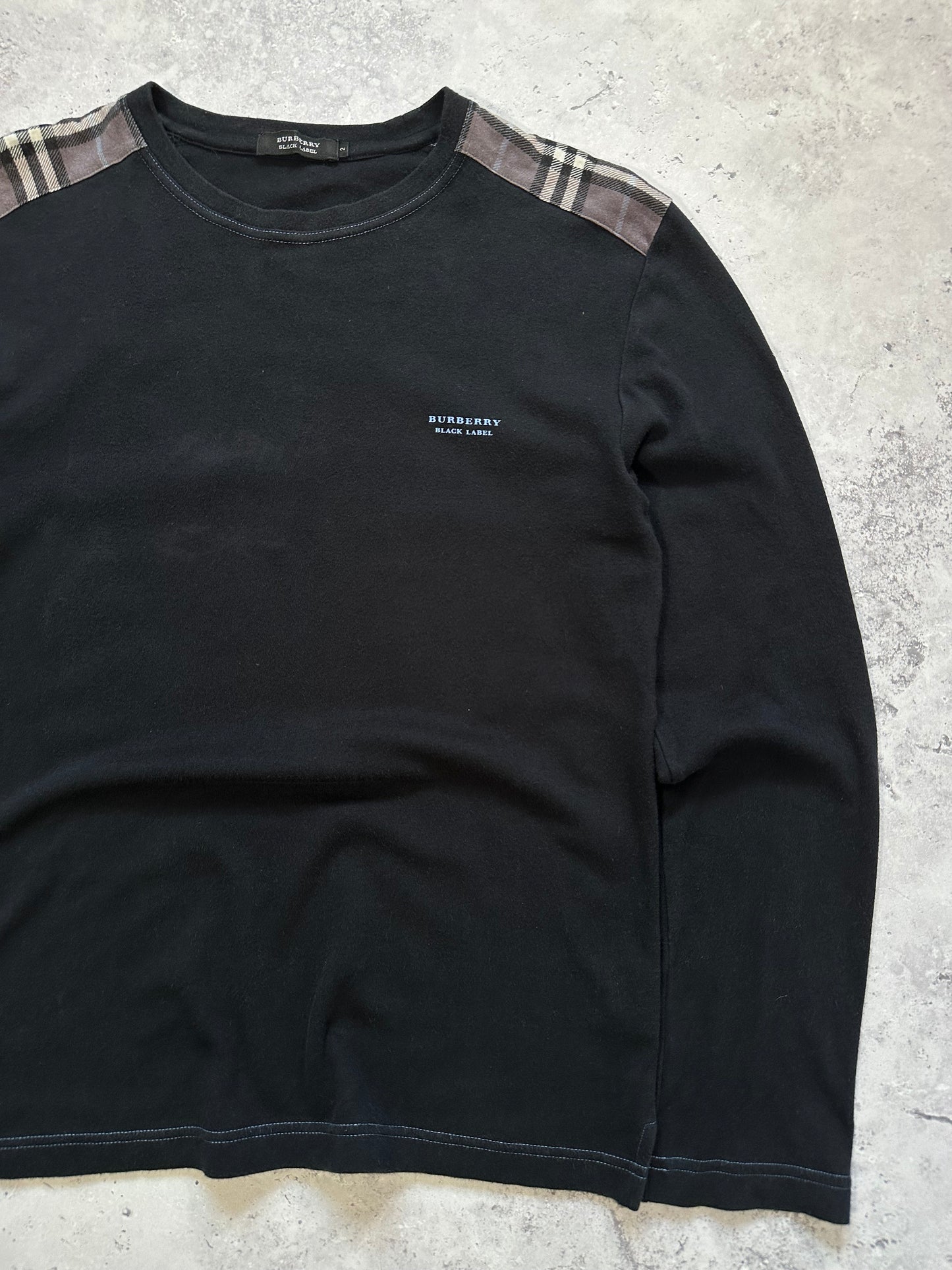 Burberry Black Label 2009 Shoulder Check Spellout Longsleeve T-shirt (S)