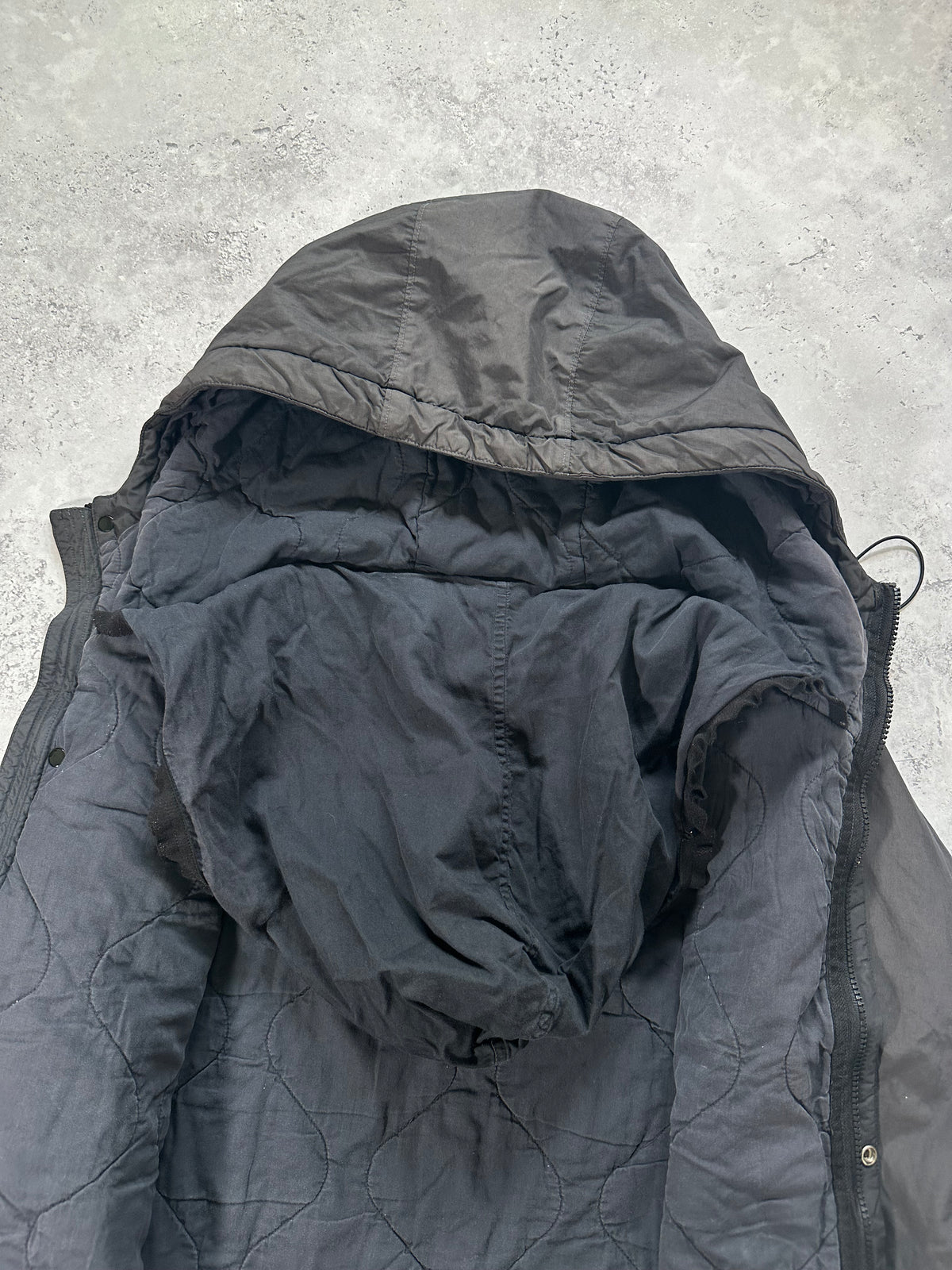 Stone Island AW2004 Quilted Nylon Double Hood Jacket by Paul Harvey (L-XL)