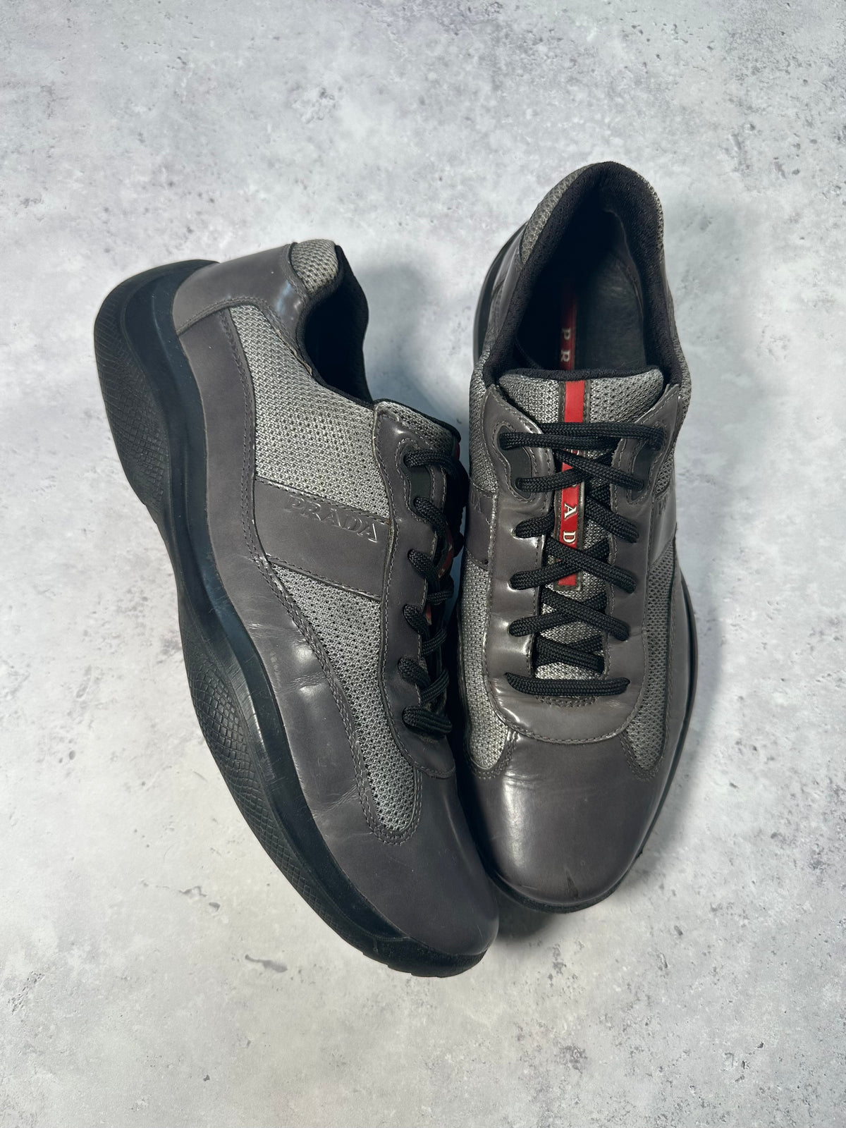 Prada Linea Rossa America’s Cup Sneakers in Patent Grey (fits UK9-9.5/EU43-44/US10-10.5)