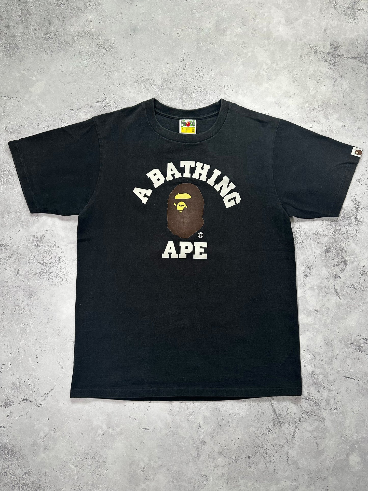 A Bathing Ape Bape Velour College Spellout Logo T-Shirt (M)