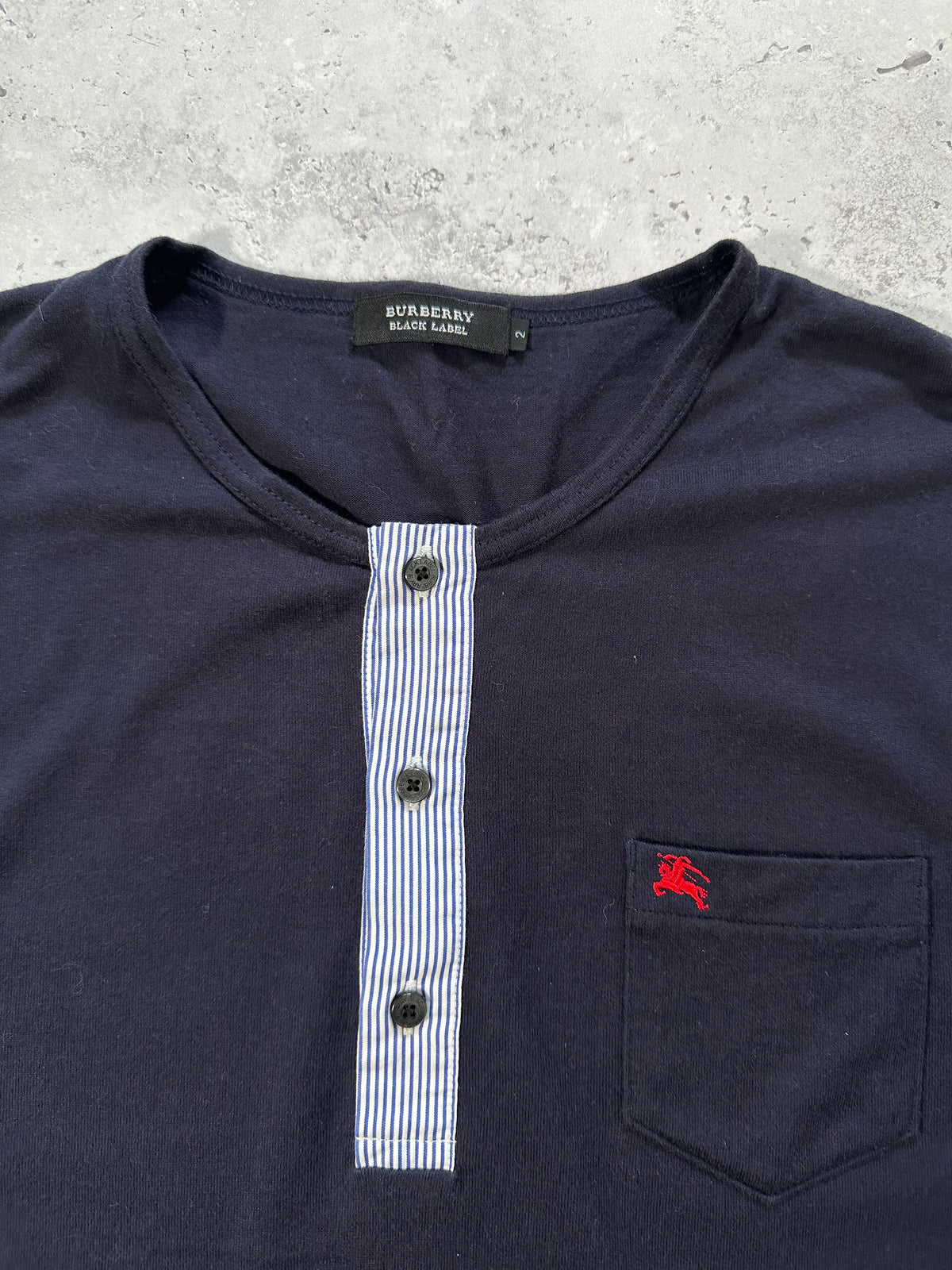 Burberry Black Label 2008 Cotton Henley T-shirt (S-M)
