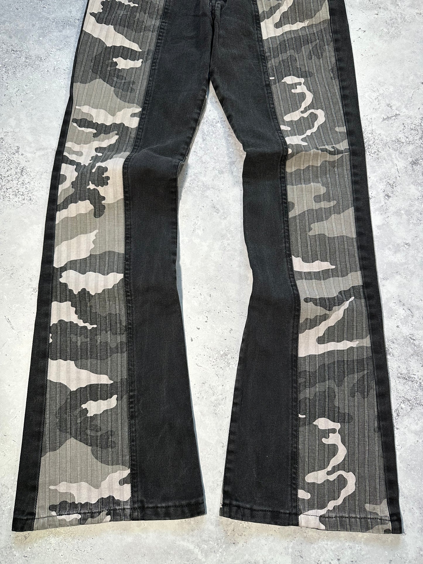 Roberto Cavalli 2005 Split Camo Flared Bootcut Jeans (W28 L30)