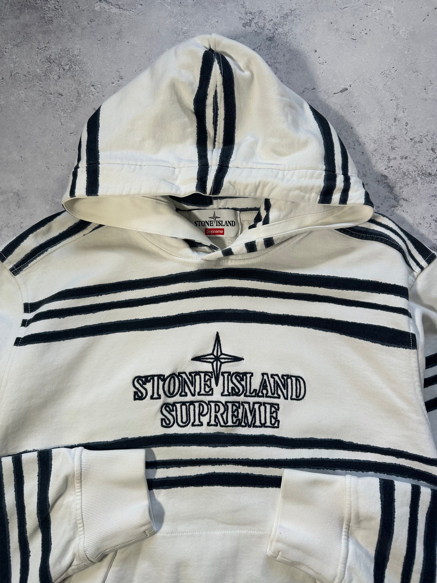 Stone Island x Supreme 2020 Striped Pullover Hoodie (M)