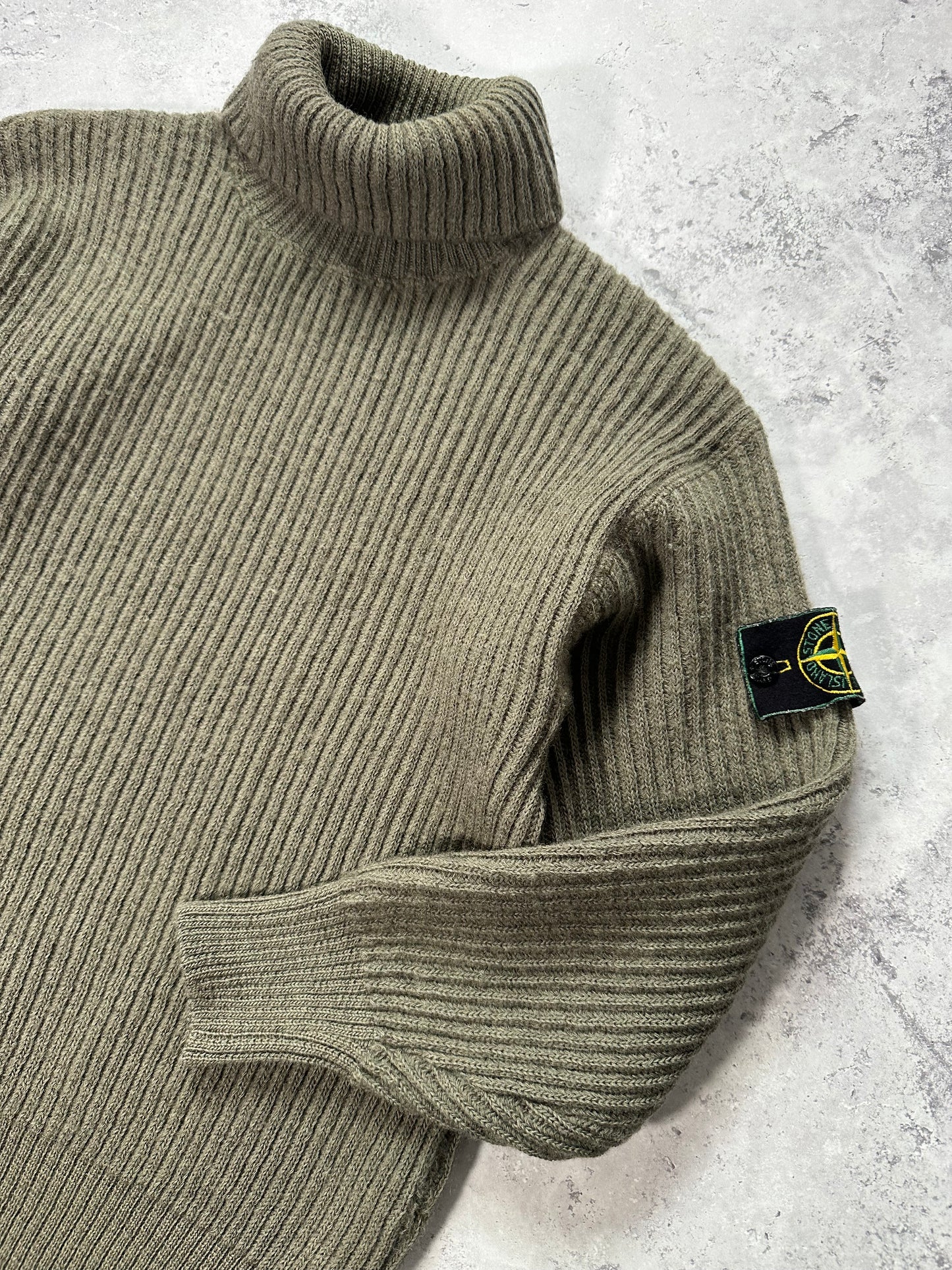 Stone Island 1980s Ribbed Wool Turtleneck Jumper (XS/S)