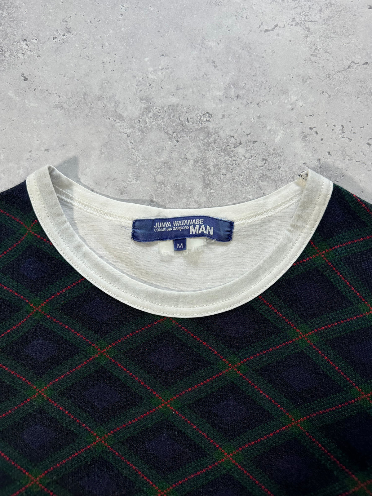 Junya Watanabe MAN Comme des Garçons AD2014 Plaid Panel Check Tshirt (M)