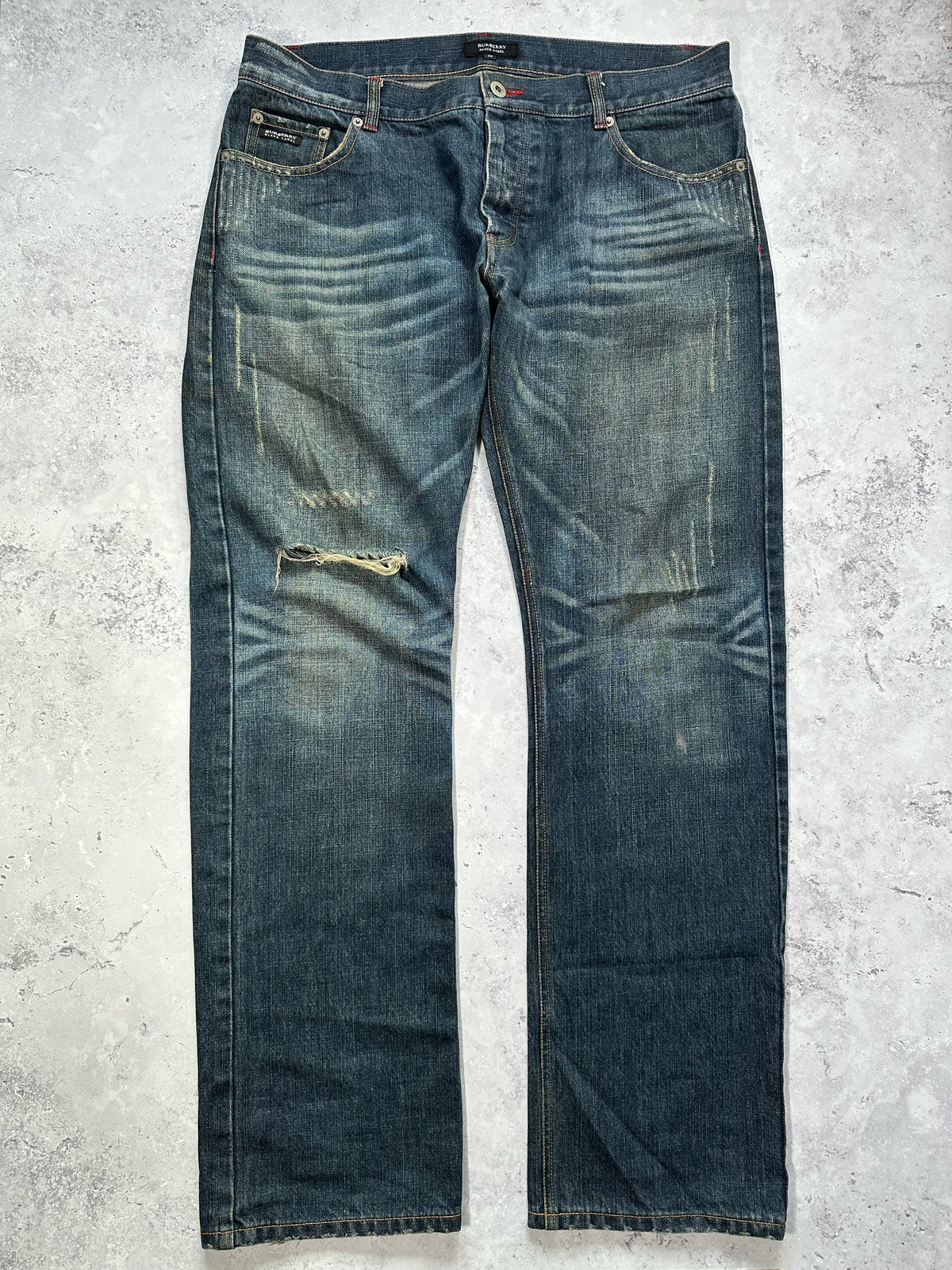 Burberry Black Label 2007 Pocket Check Clawmark Denim Jeans (Waist 33-34” / 85cm)