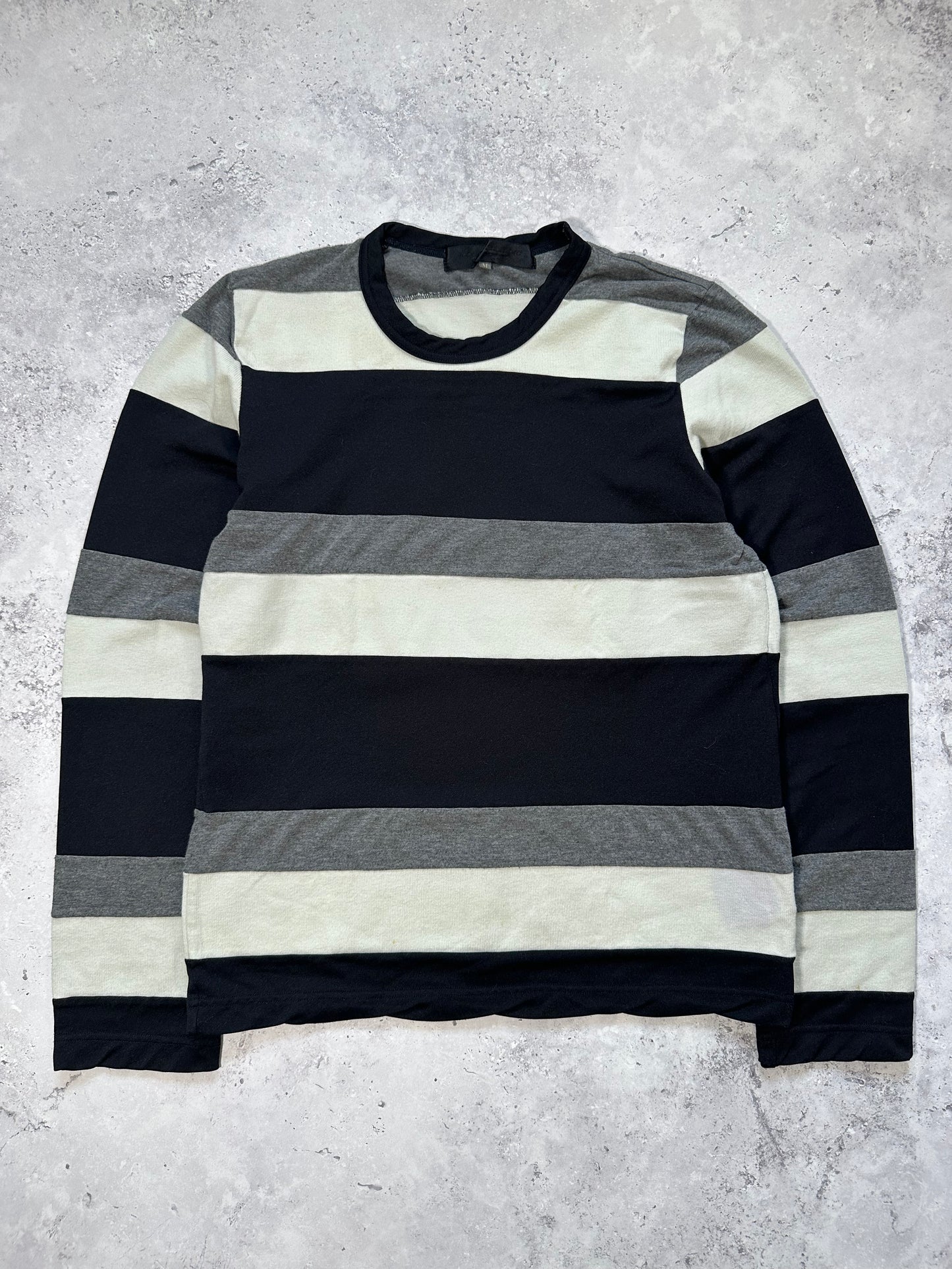 Comme Des Garçons AD2004 Reconstructed Striped Patchwork Longsleeve Tshirt (XS/S)