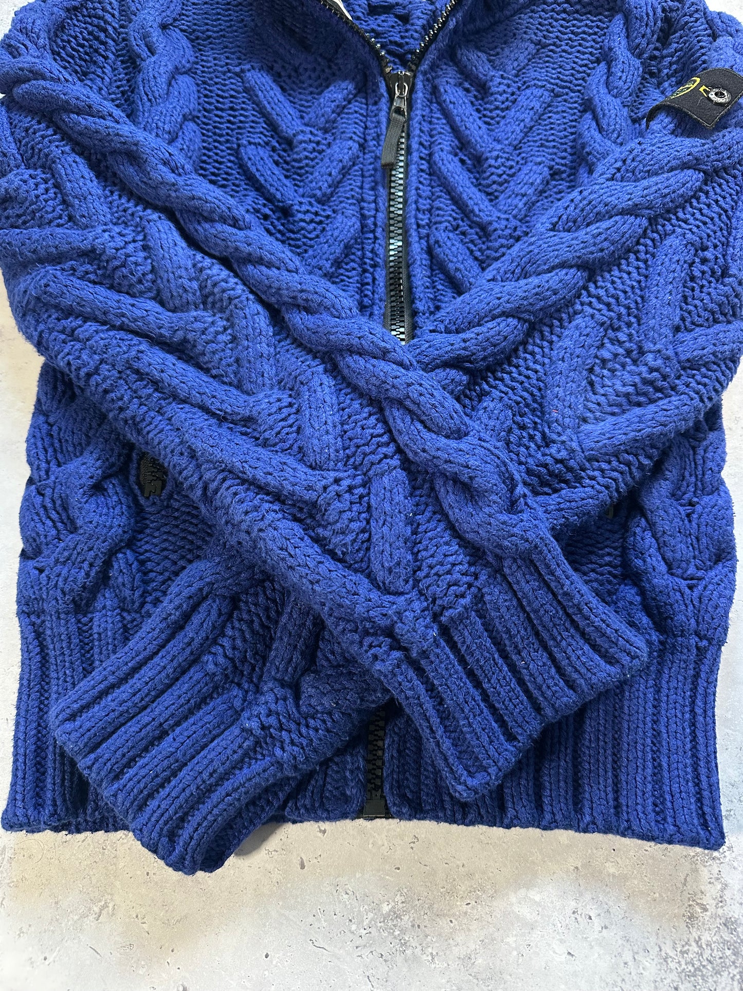Stone Island 2008 President Cable Knit Zip Jacket (L fits M)