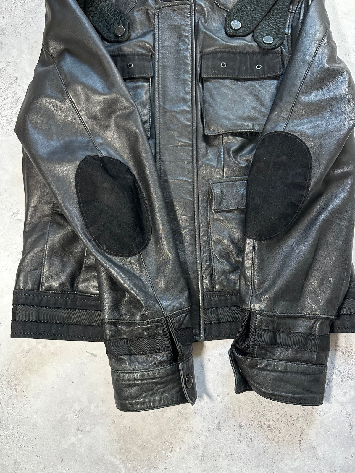 Roberto Cavalli 2000s Leather Utility Jacket (IT52, fits men’s Medium to Small)