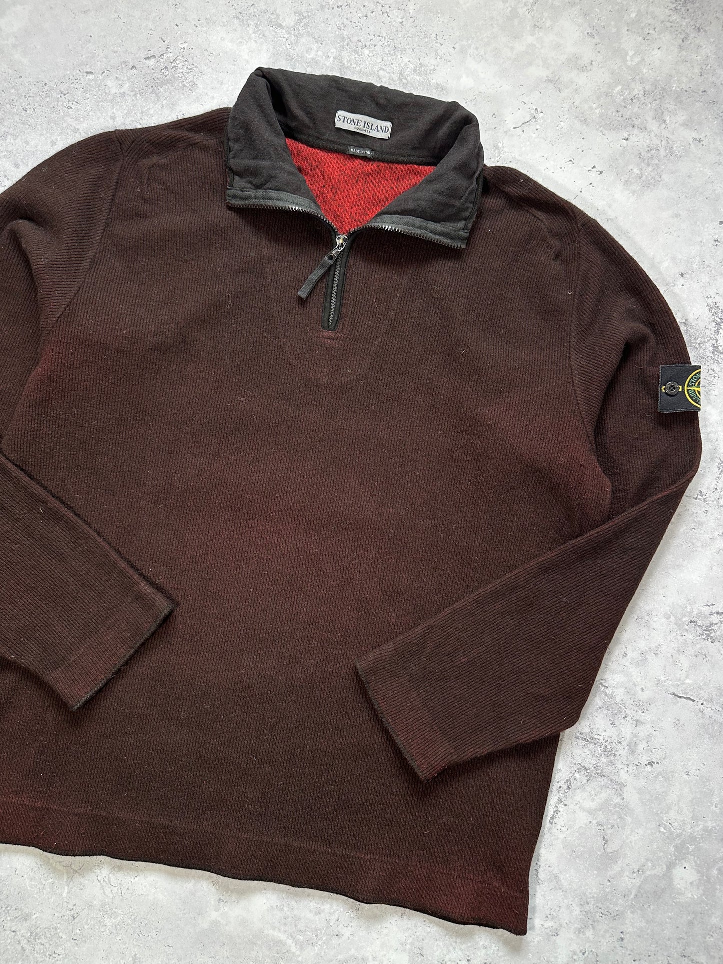Stone Island 2000s Ribbed Quarterzip Jumper (XXL)