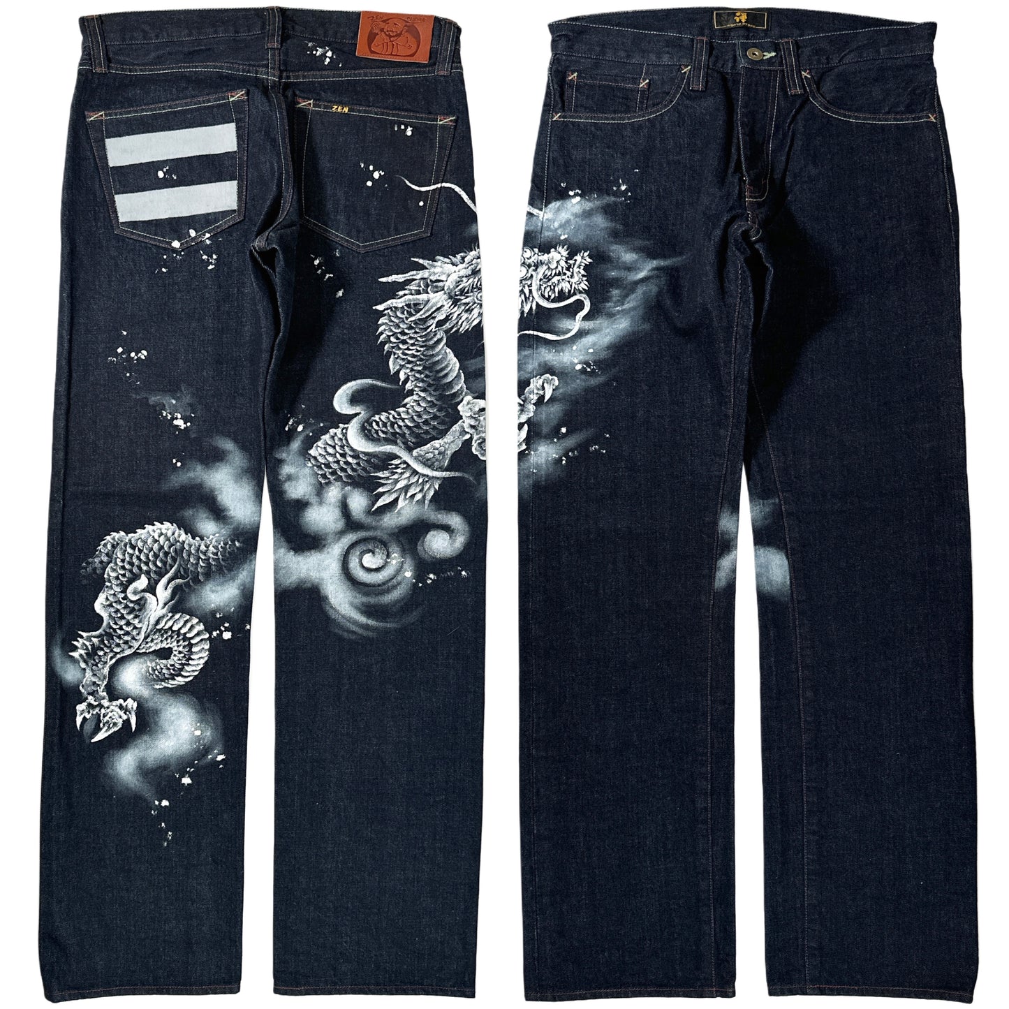 Zen Japanese Airbrush Dragon Jeans