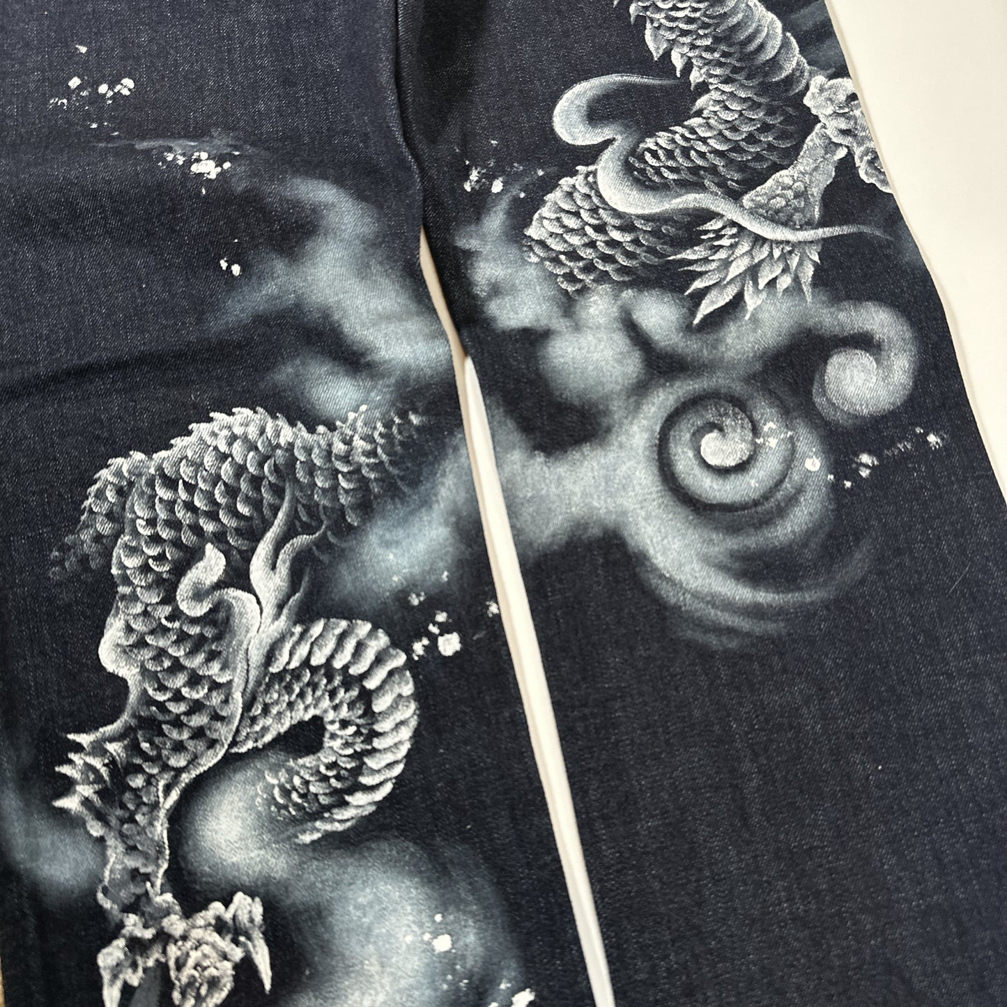 Zen Japanese Airbrush Dragon Jeans