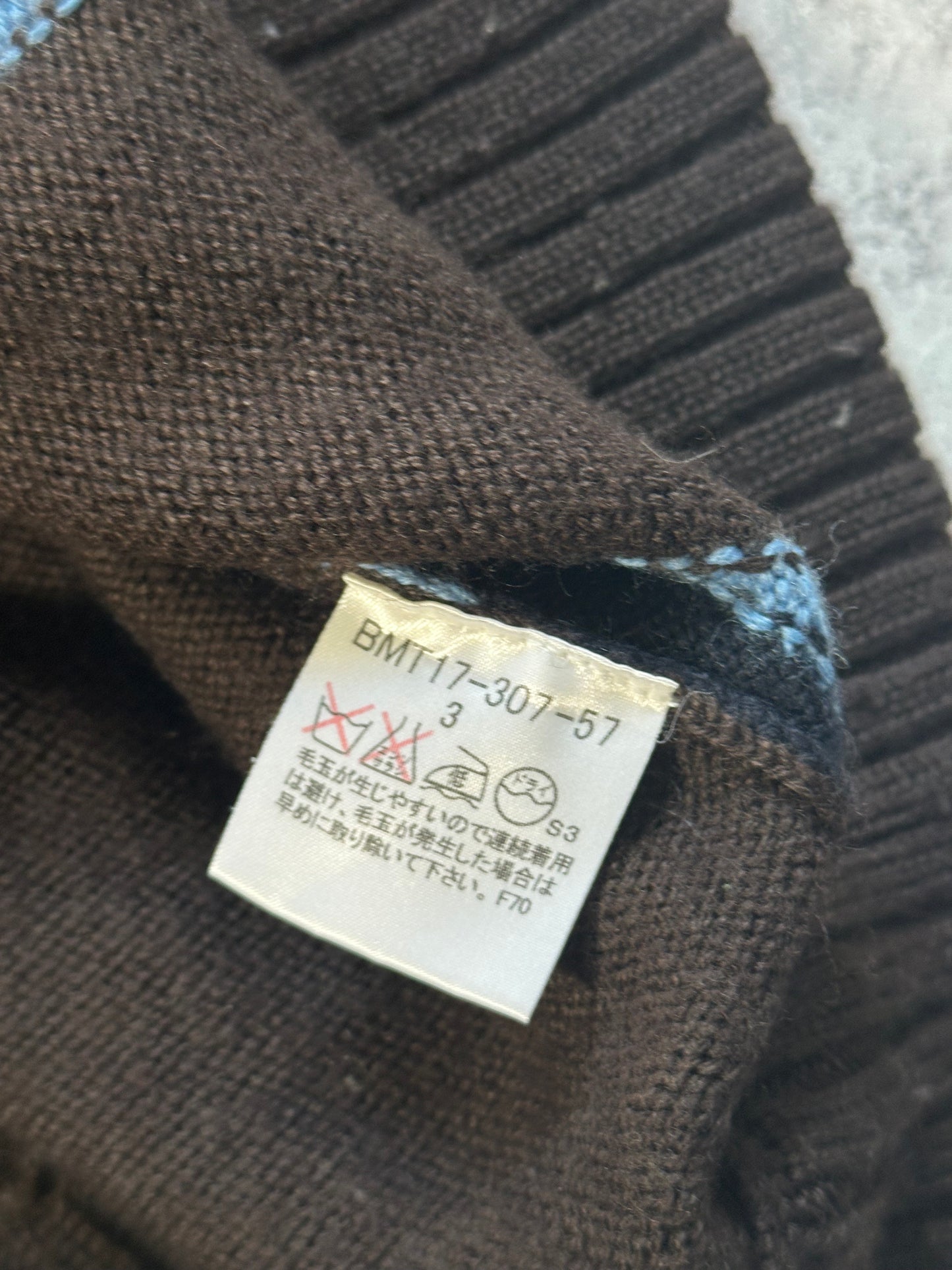 Burberry Black Label Union Jack Wool Blend Zip Knit Sweater (S)