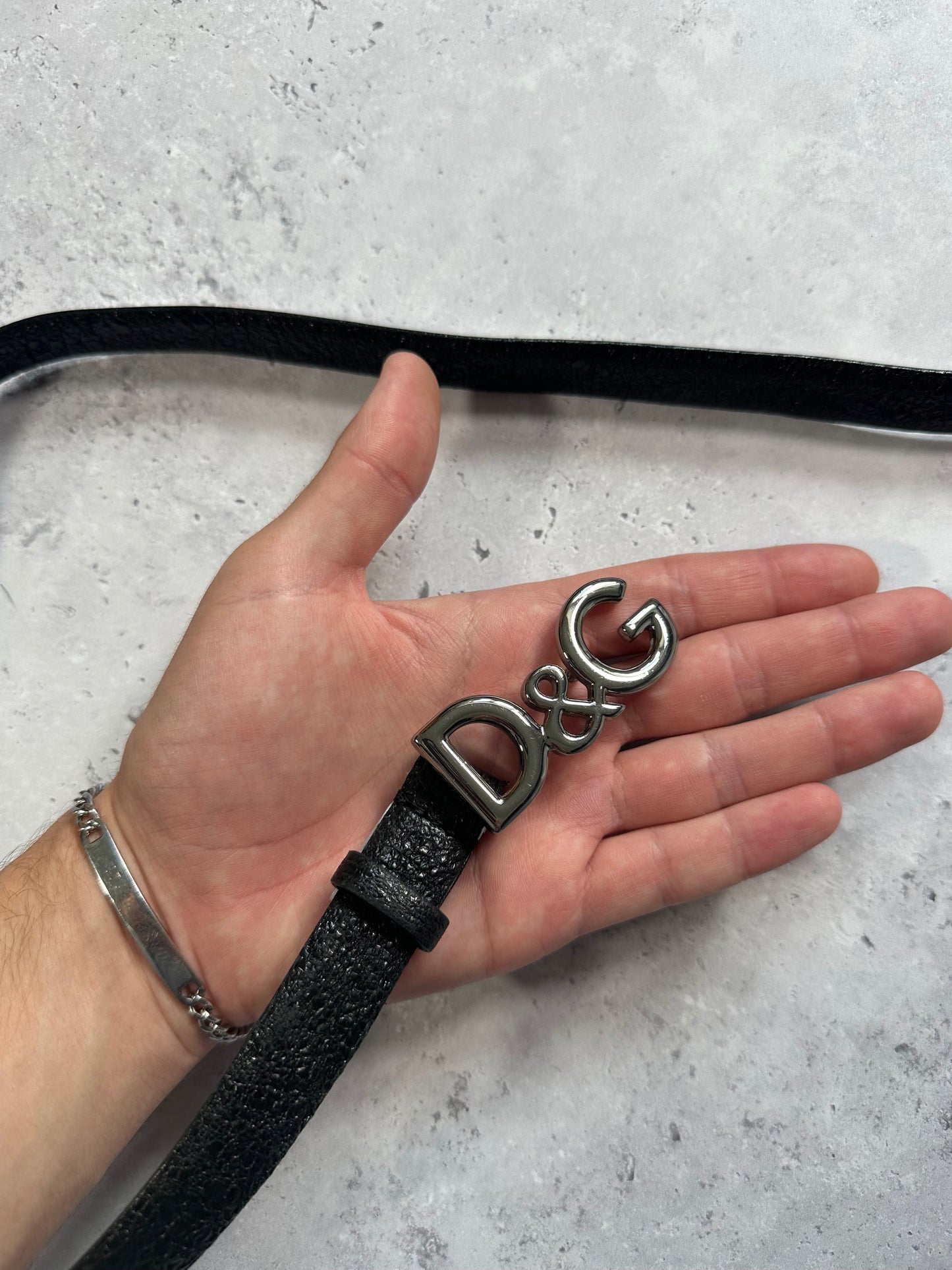 D&G Metal Logo Leather Belt