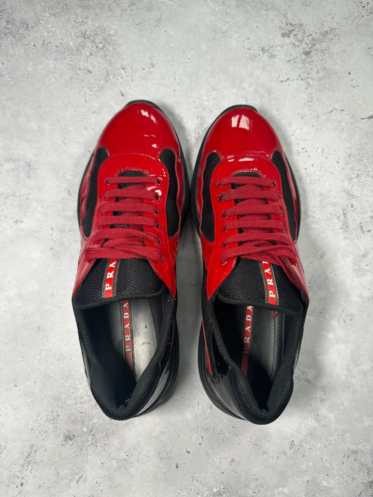 Prada America’s Cup 2022 Patent Leather Sneakers in Red & Black (UK11.5/US12.5/EU46)