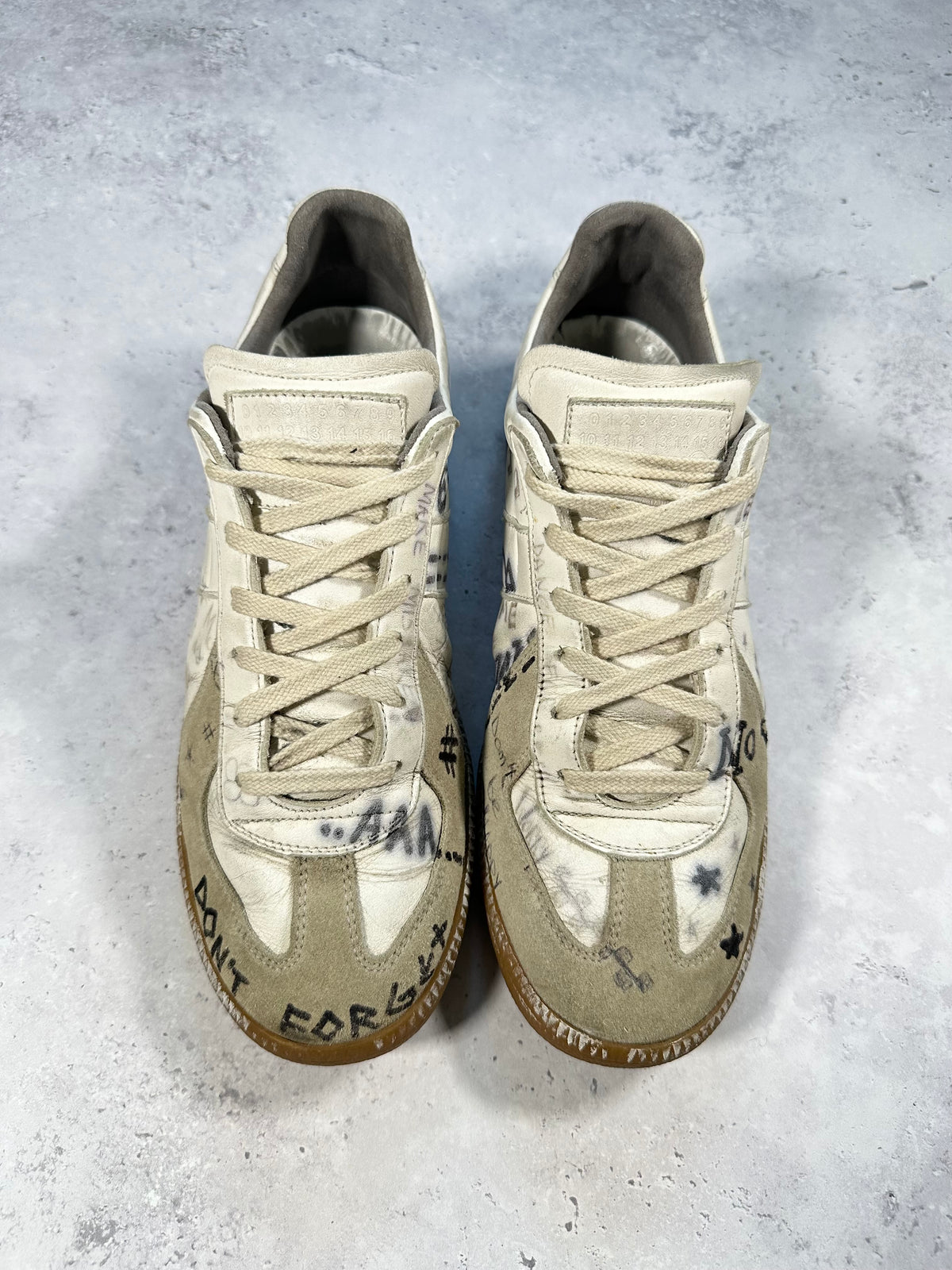 Maison Margiela 2020 Vintage Graffiti GAT Low Sneakers (EU41 / UK7 / US8, Insole Measures 27cm)