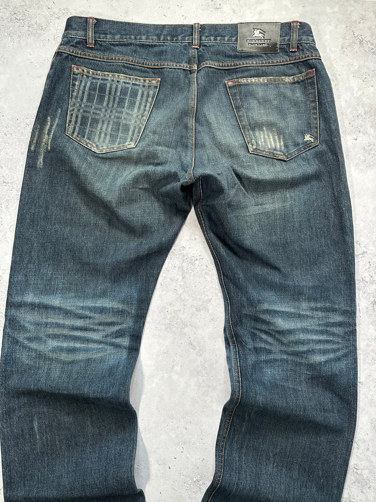 Burberry Black Label 2007 Pocket Check Clawmark Denim Jeans (Waist 33-34” / 85cm)