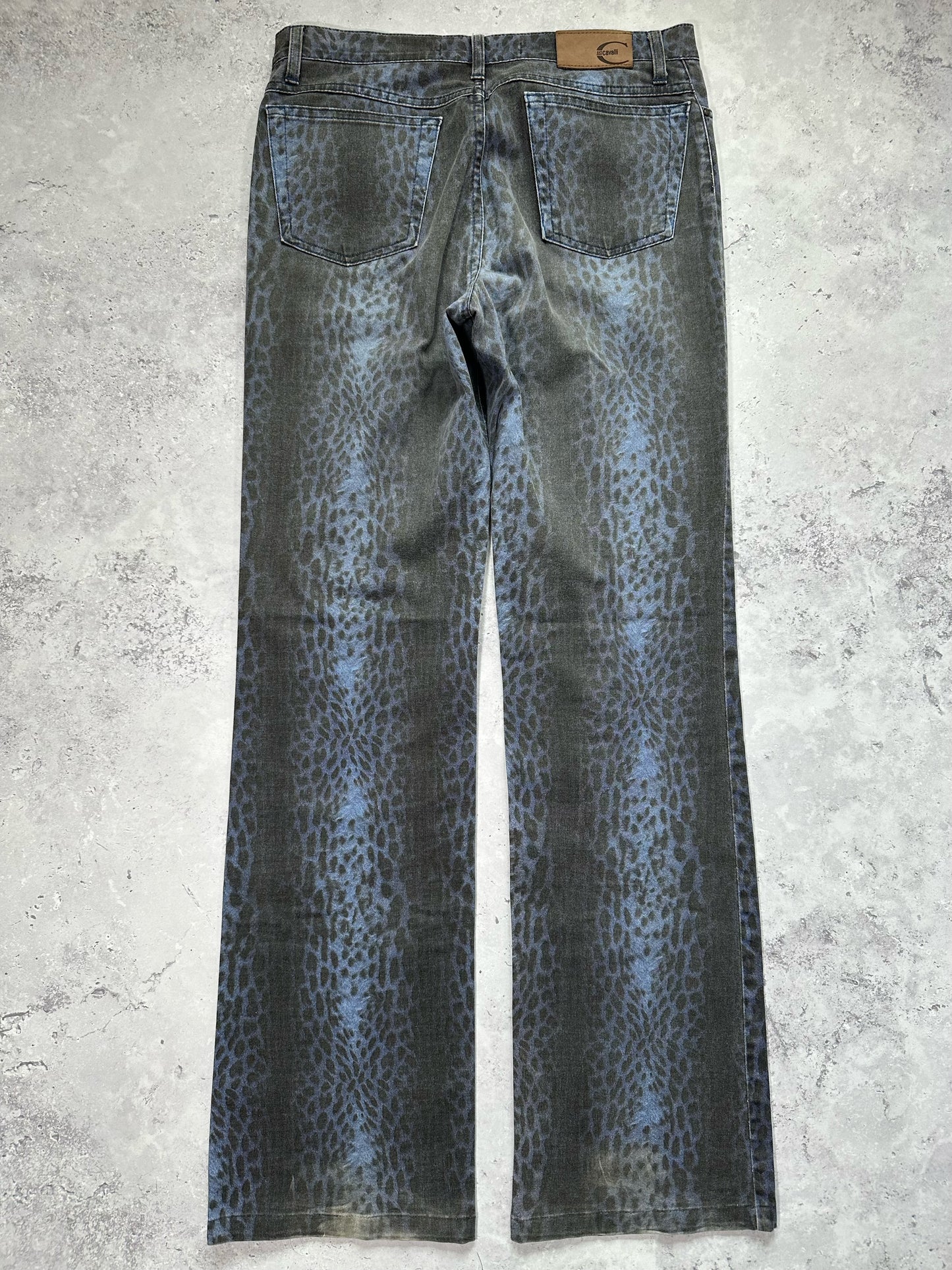 Roberto Cavalli 2003 Animal Print Straight Leg Jeans