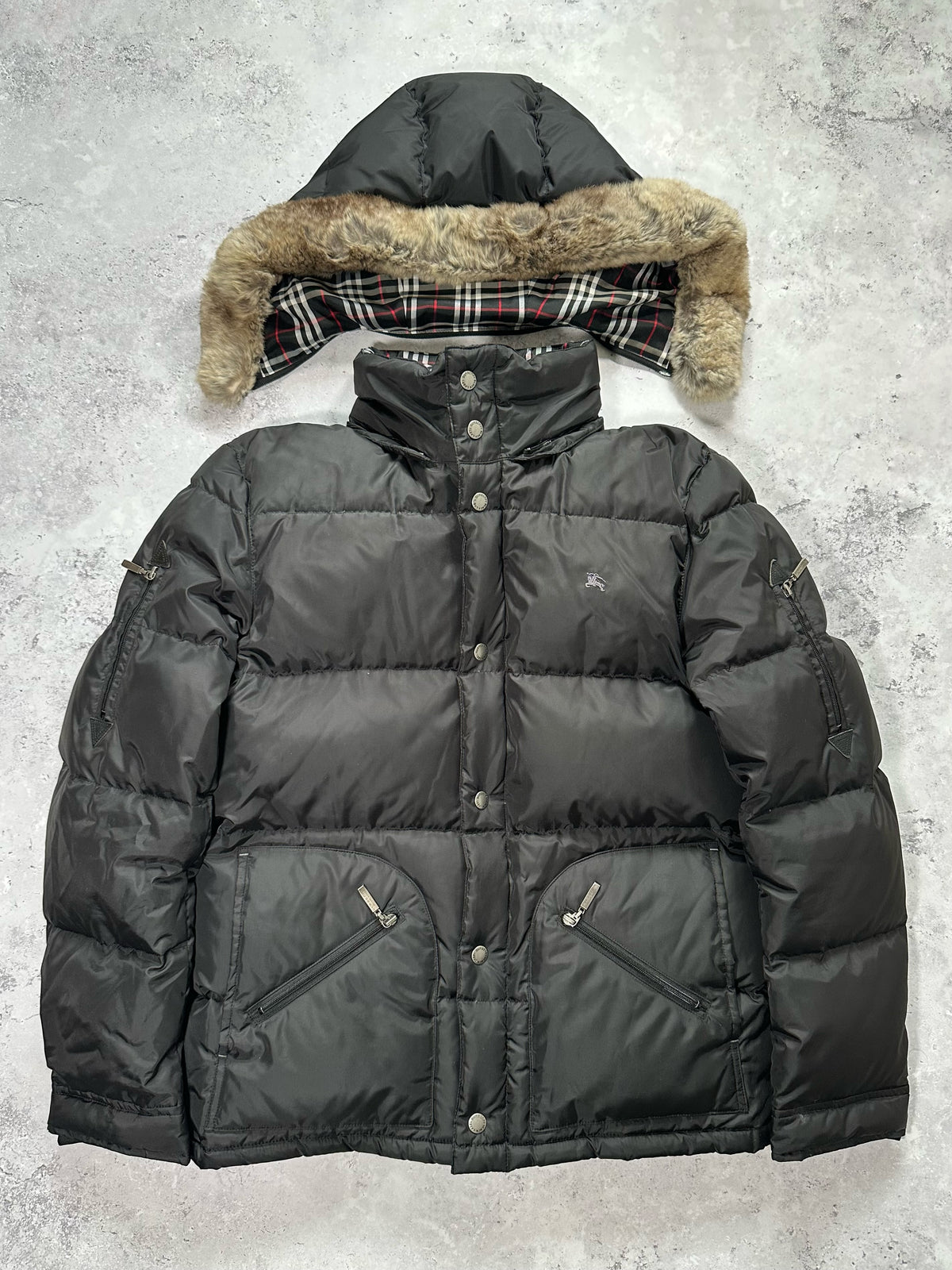 Burberry Black Label 2007 Fur Hood Down Puffer Jacket (M)