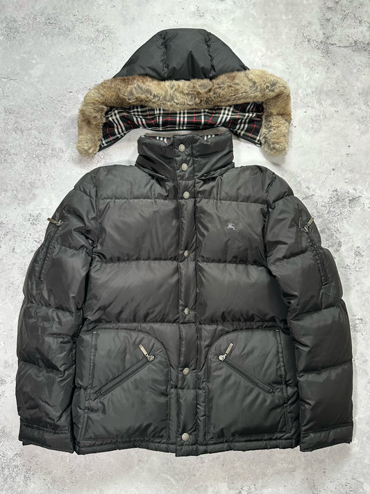Burberry Black Label 2007 Fur Hood Down Puffer Jacket (M)