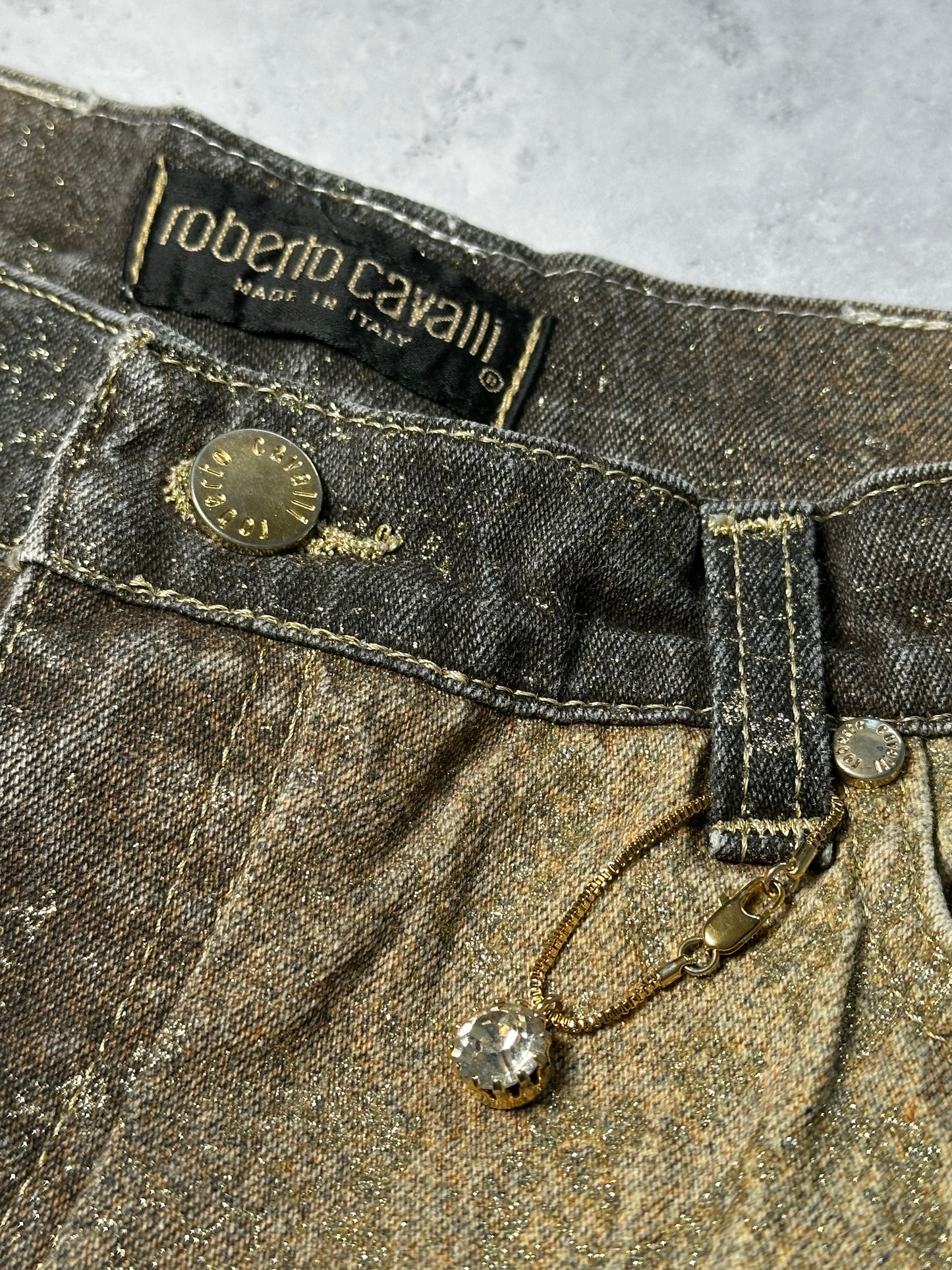Roberto Cavalli AW1999 Gradient Metallic Python Effect Pants (W28 L30)