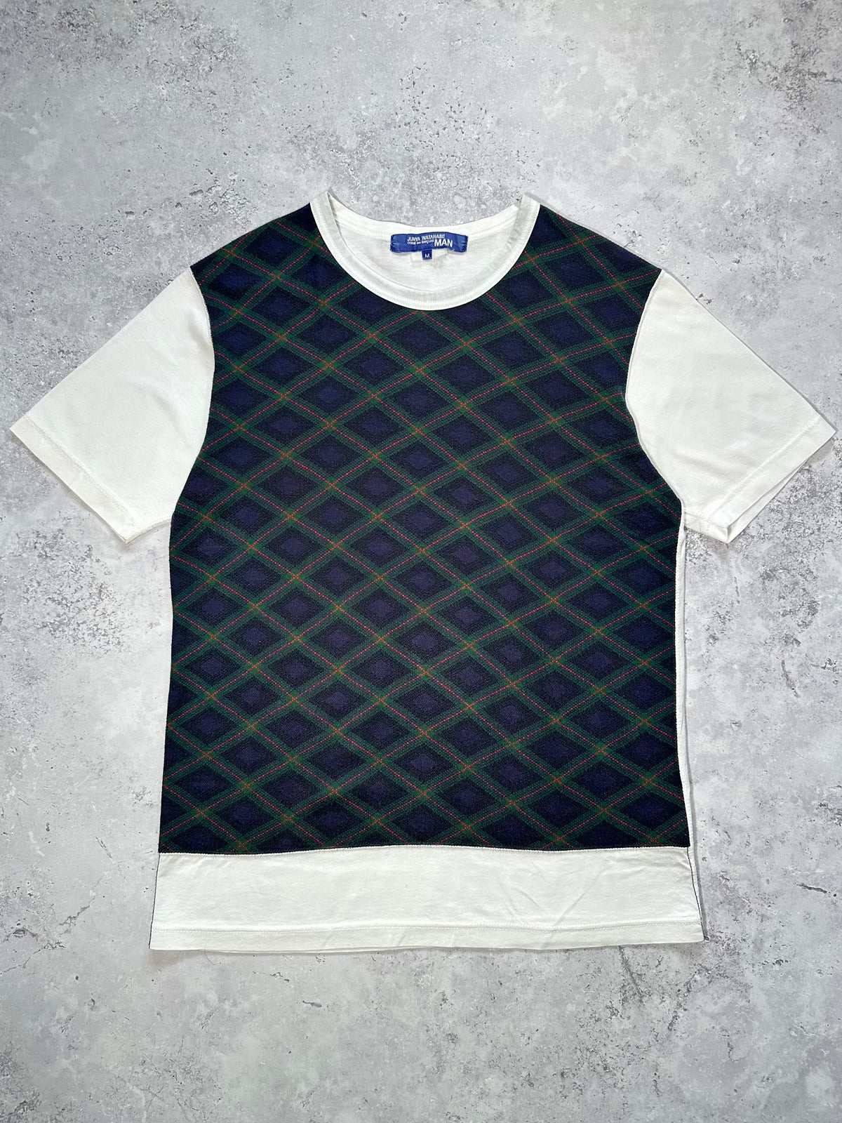 Junya Watanabe MAN Comme des Garçons AD2014 Plaid Panel Check Tshirt (M)