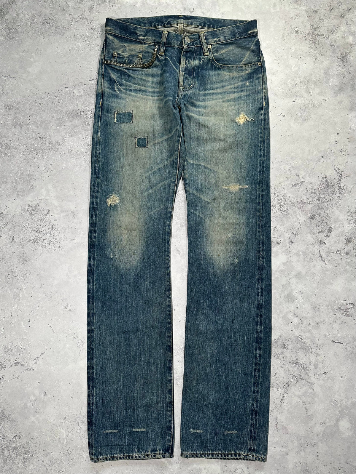 Hysteric Glamour 2000’s Studded Selvedge Denim Jeans (Waist 28” Length 31.5”)