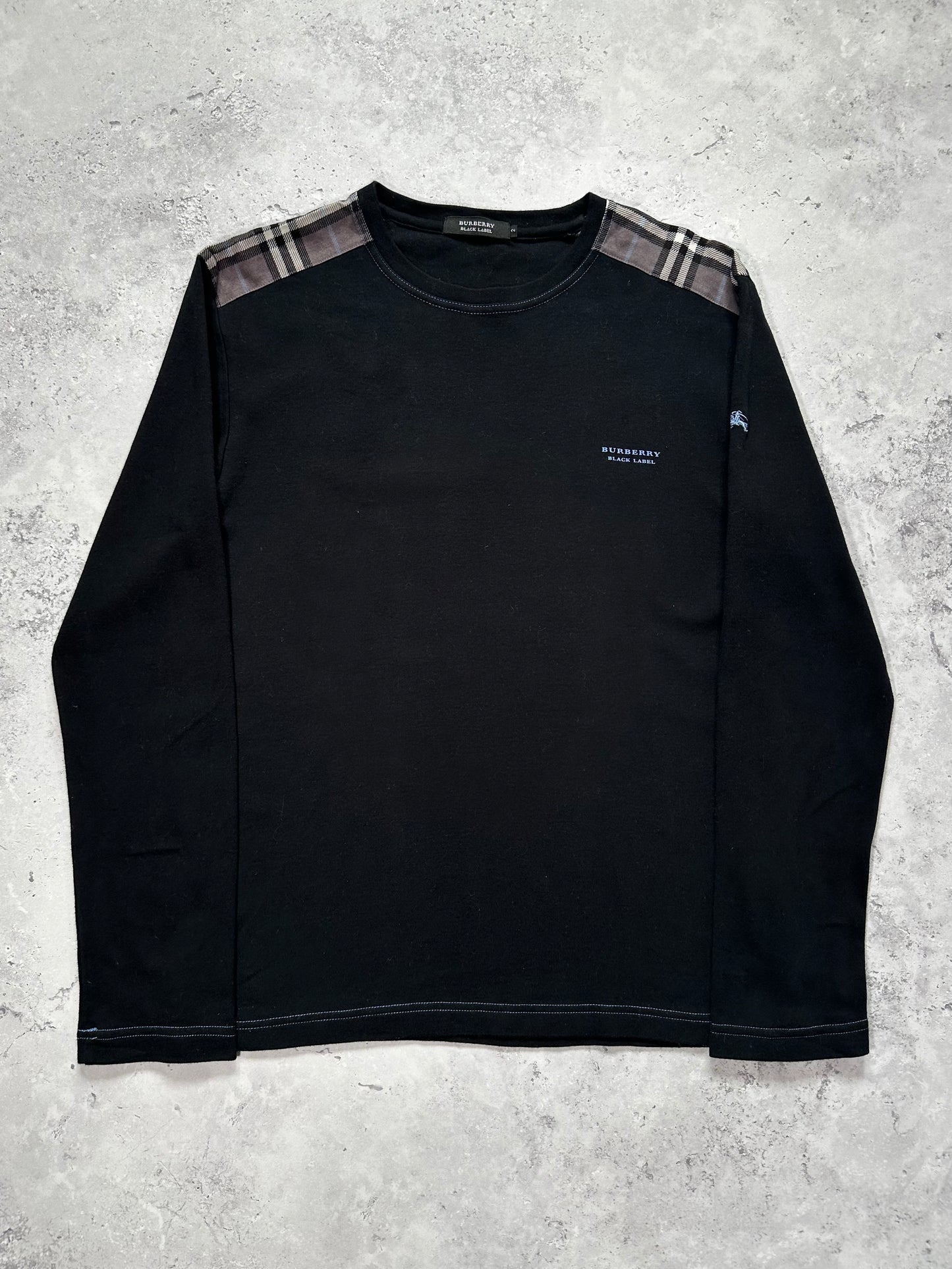 Burberry Black Label 2009 Shoulder Check Spellout Longsleeve T-shirt (S)