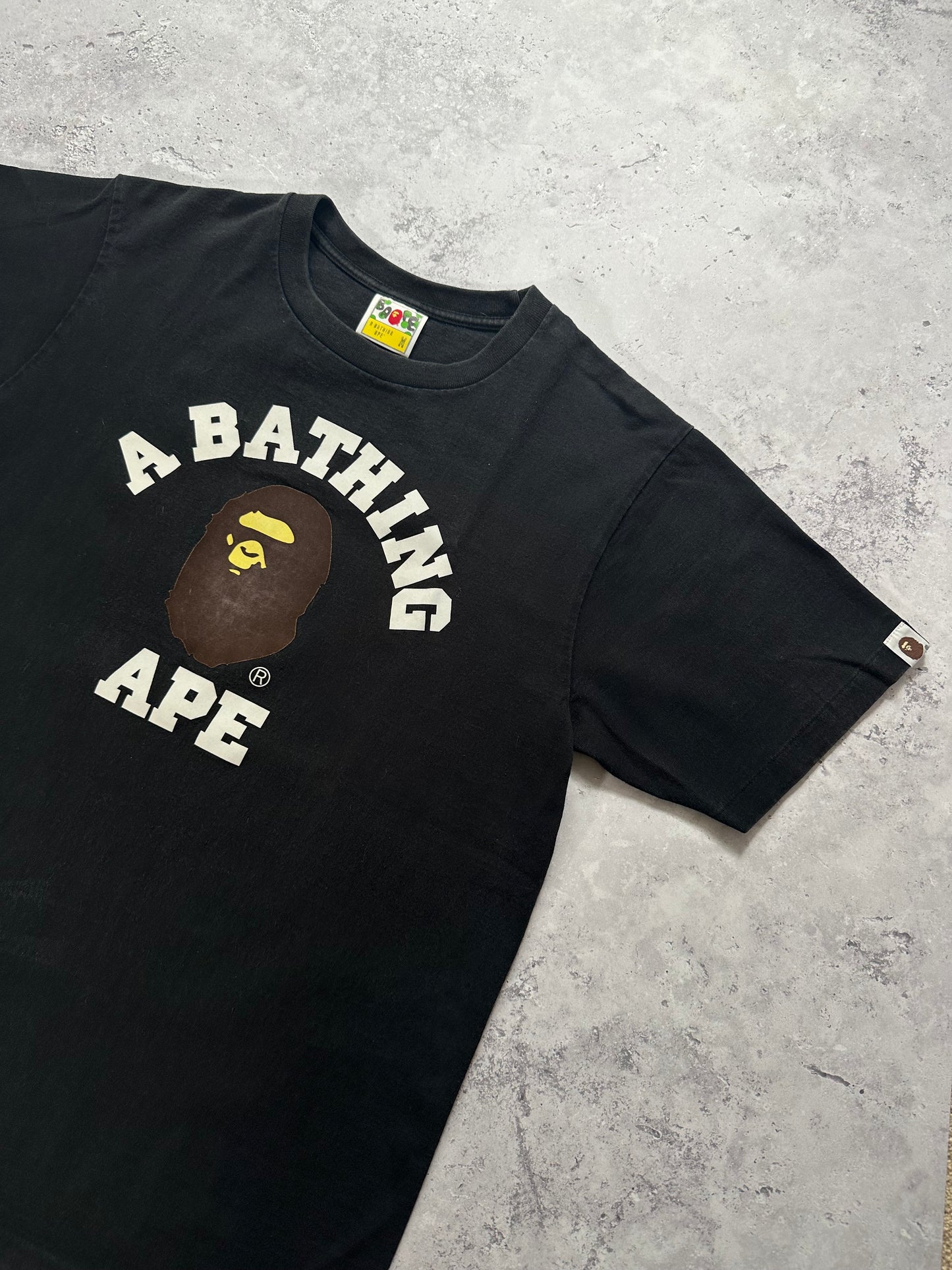 A Bathing Ape Bape Velour College Spellout Logo T-Shirt (M)