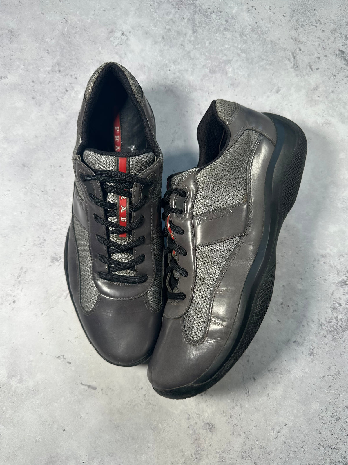 Prada Linea Rossa America’s Cup Sneakers in Patent Grey (fits UK9-9.5/EU43-44/US10-10.5)