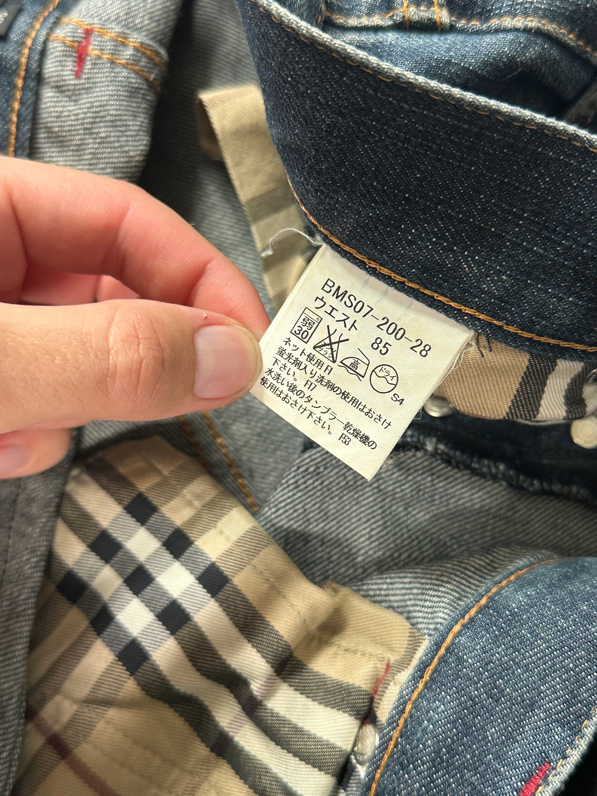 Burberry Black Label 2007 Pocket Check Clawmark Denim Jeans (Waist 33-34” / 85cm)
