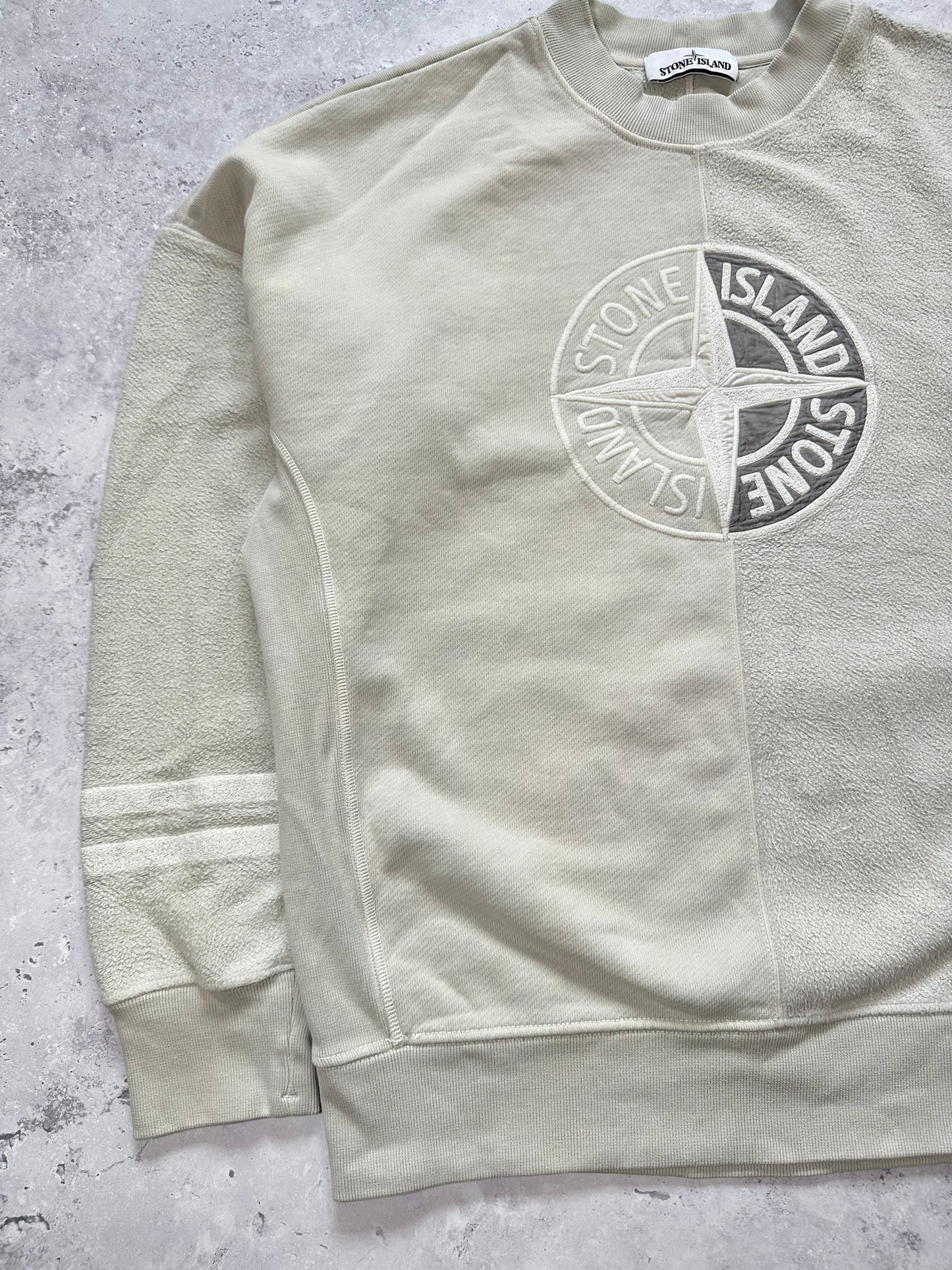 Stone Island AW2019 Old Dye Embroidered Compass Logo Sweatshirt (M)