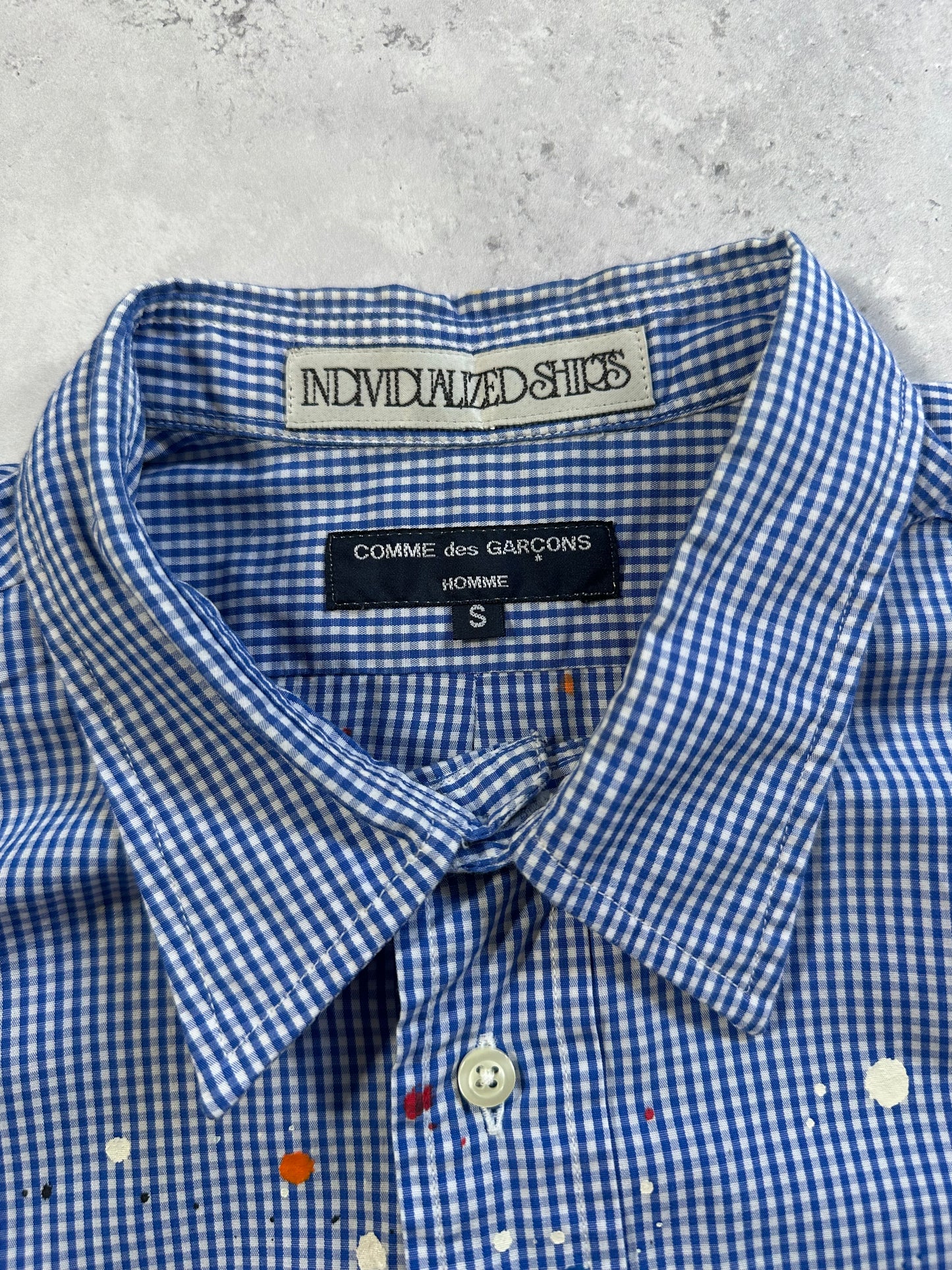 Comme des Garçons Homme x Individualized Shirts AD2014 Paint Splatter Gingham Shirt (S/M)