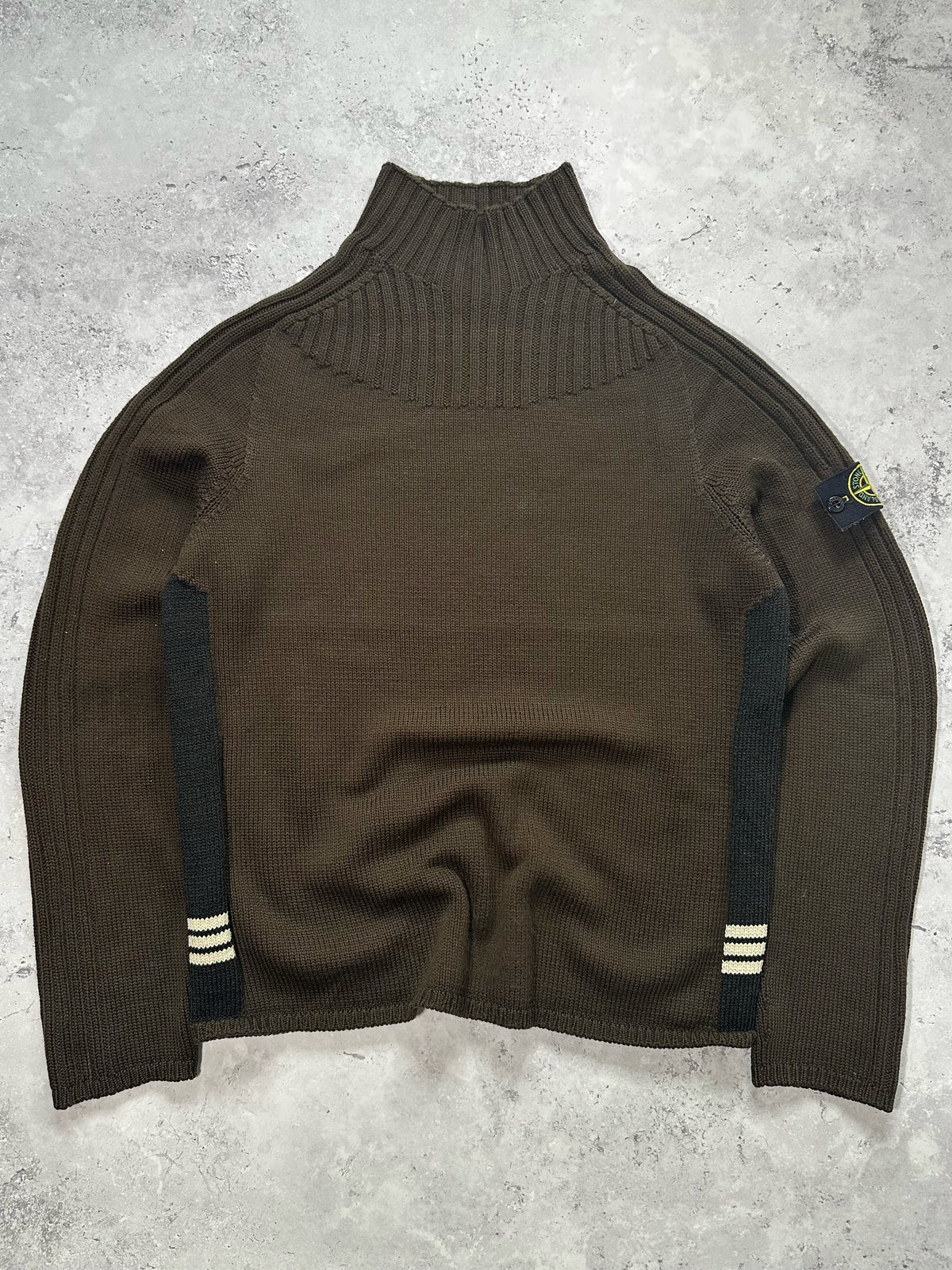 Stone Island AW2001 Ribbed Mockneck Wool Jumper by Paul Harvey (L-M)