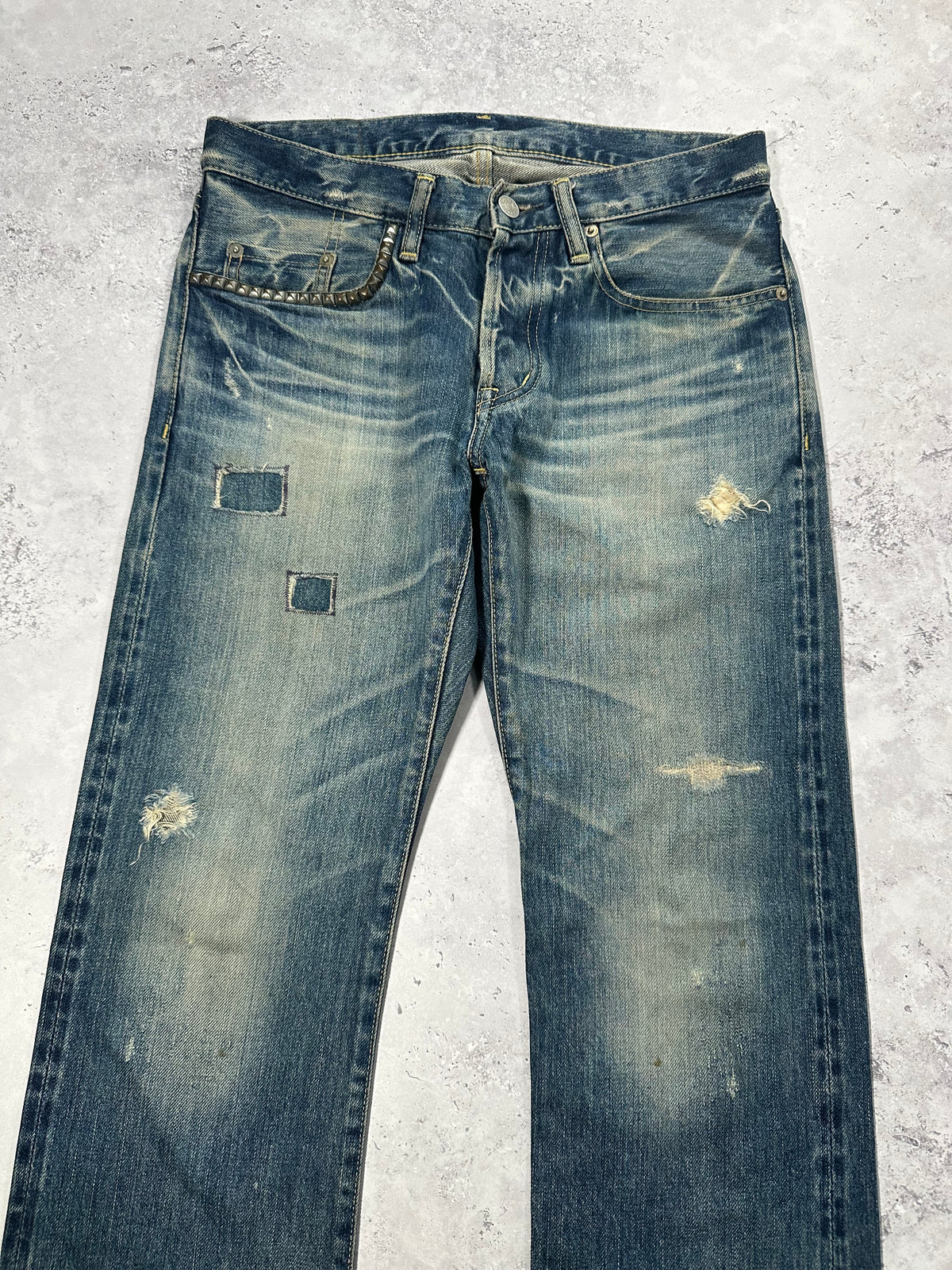 Hysteric Glamour 2000’s Studded Selvedge Denim Jeans (Waist 28” Length 31.5”)