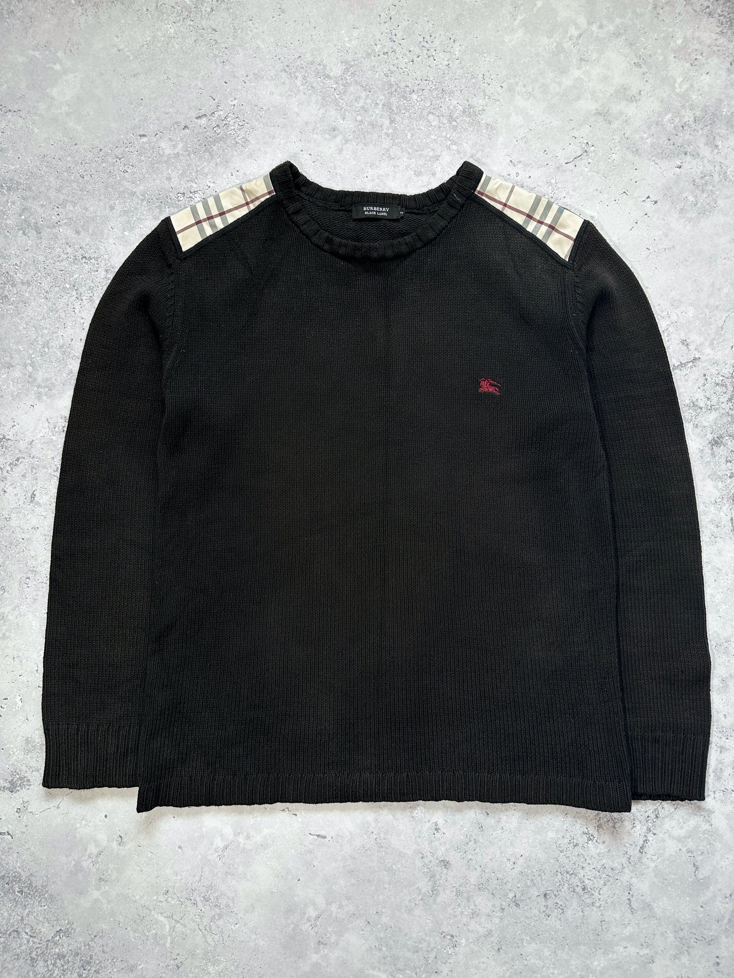 Burberry Black Label Shoulder Check Knit Jumper / Sweatshirt (S(
