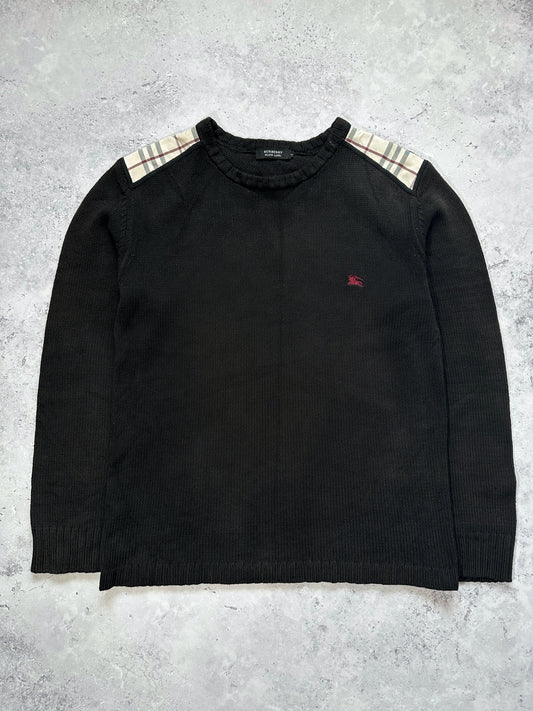 Burberry Black Label Shoulder Check Knit Jumper / Sweatshirt (S(