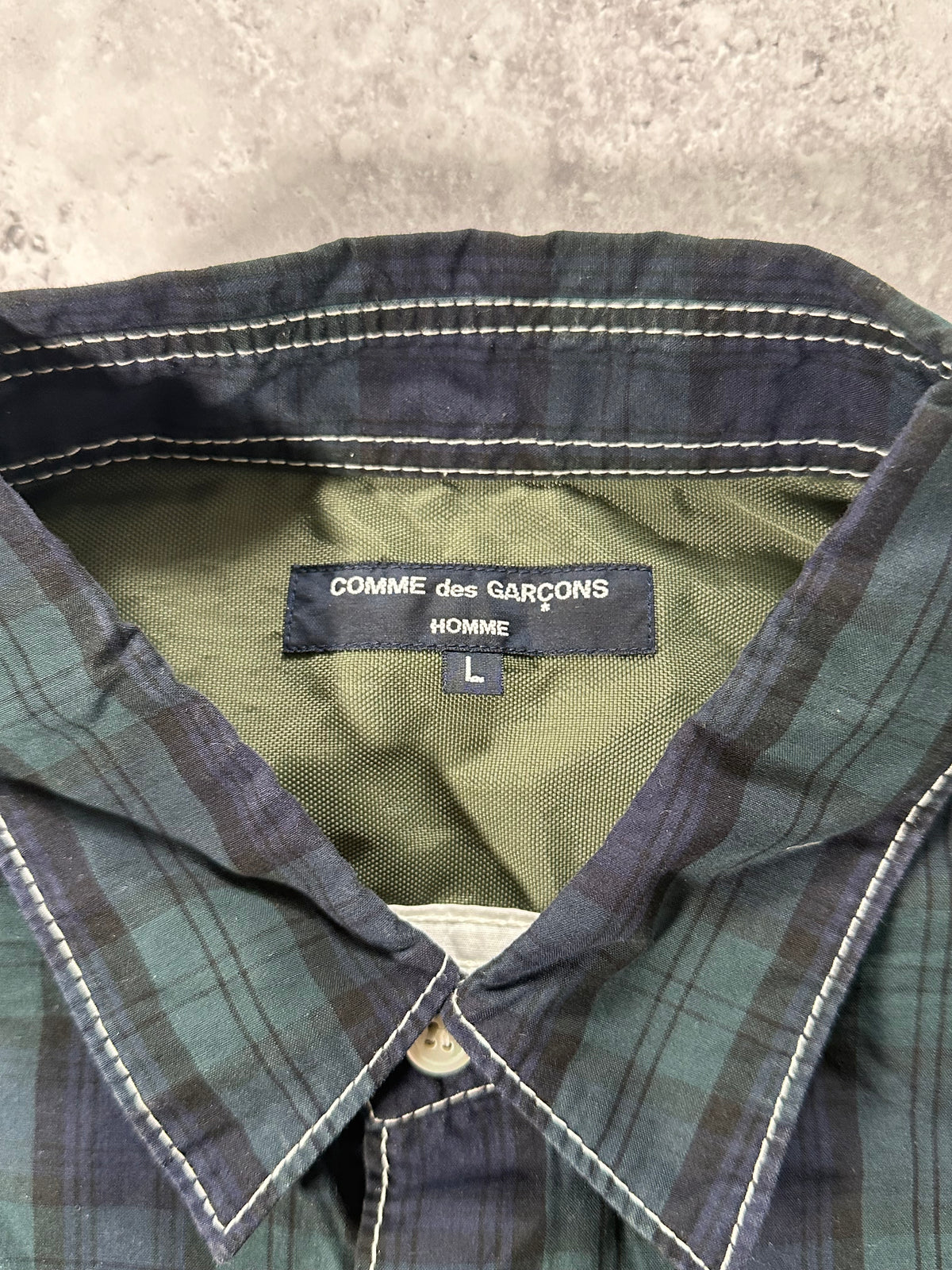 Comme des Garçons Homme 2009 Plaid Nylon Pocket Shirt (L)