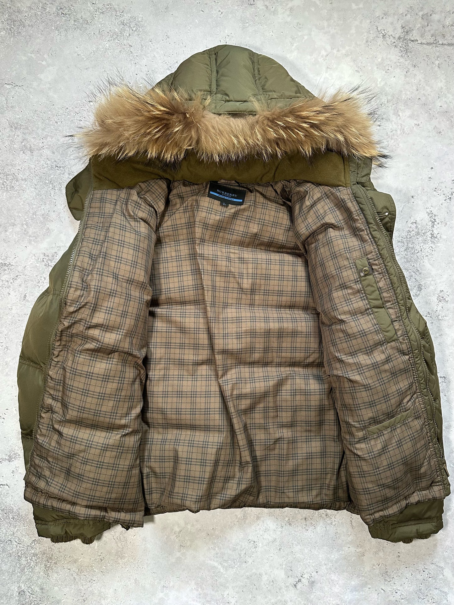 Burberry Blue Label Fur Trim Down Puffer Jacket (M)