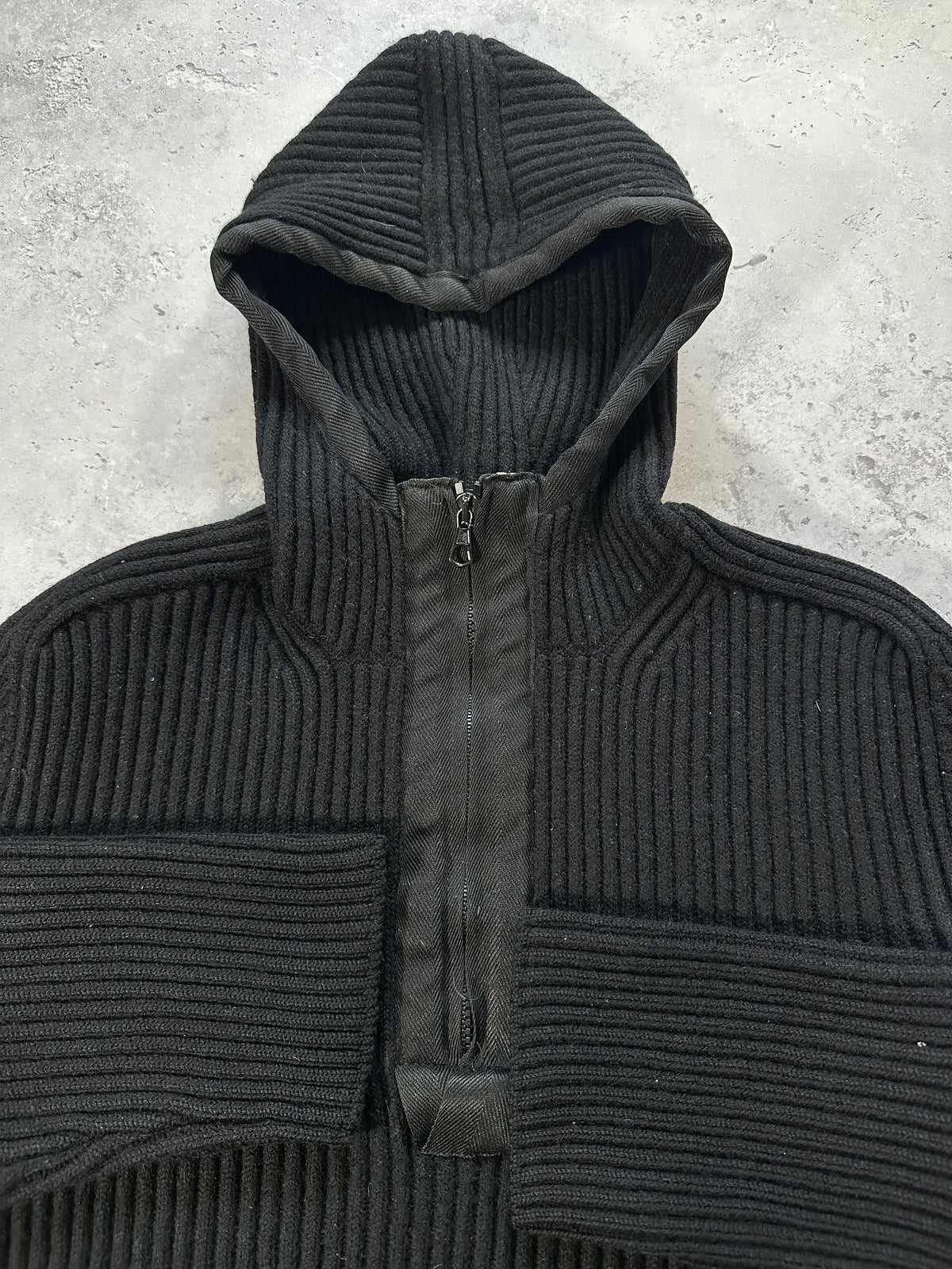 Stone Island AW2007 Ribbed Soft Wool Quarter Zip Hoodie (M)